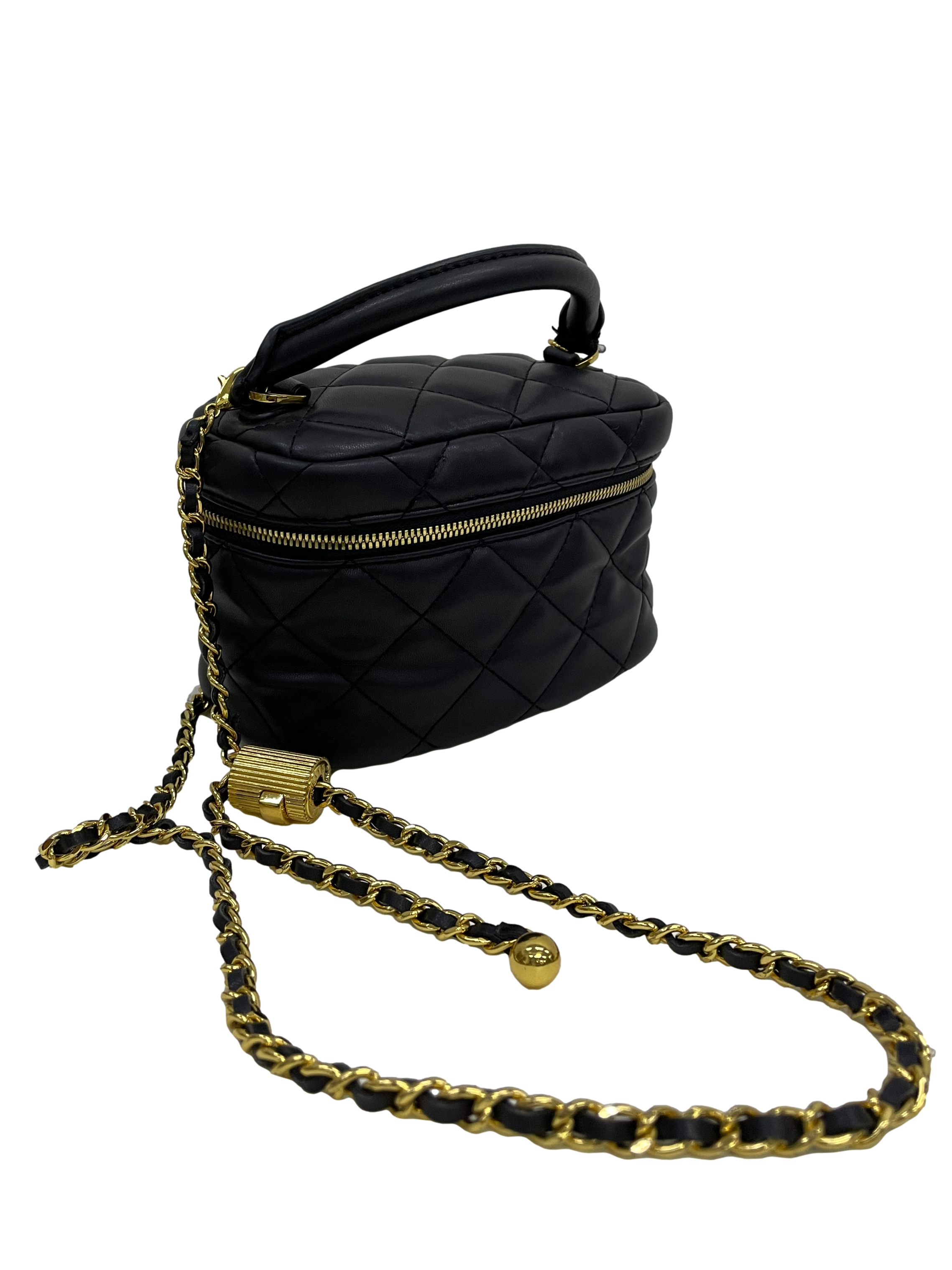 Jade Black Quilted Crossbody Bag