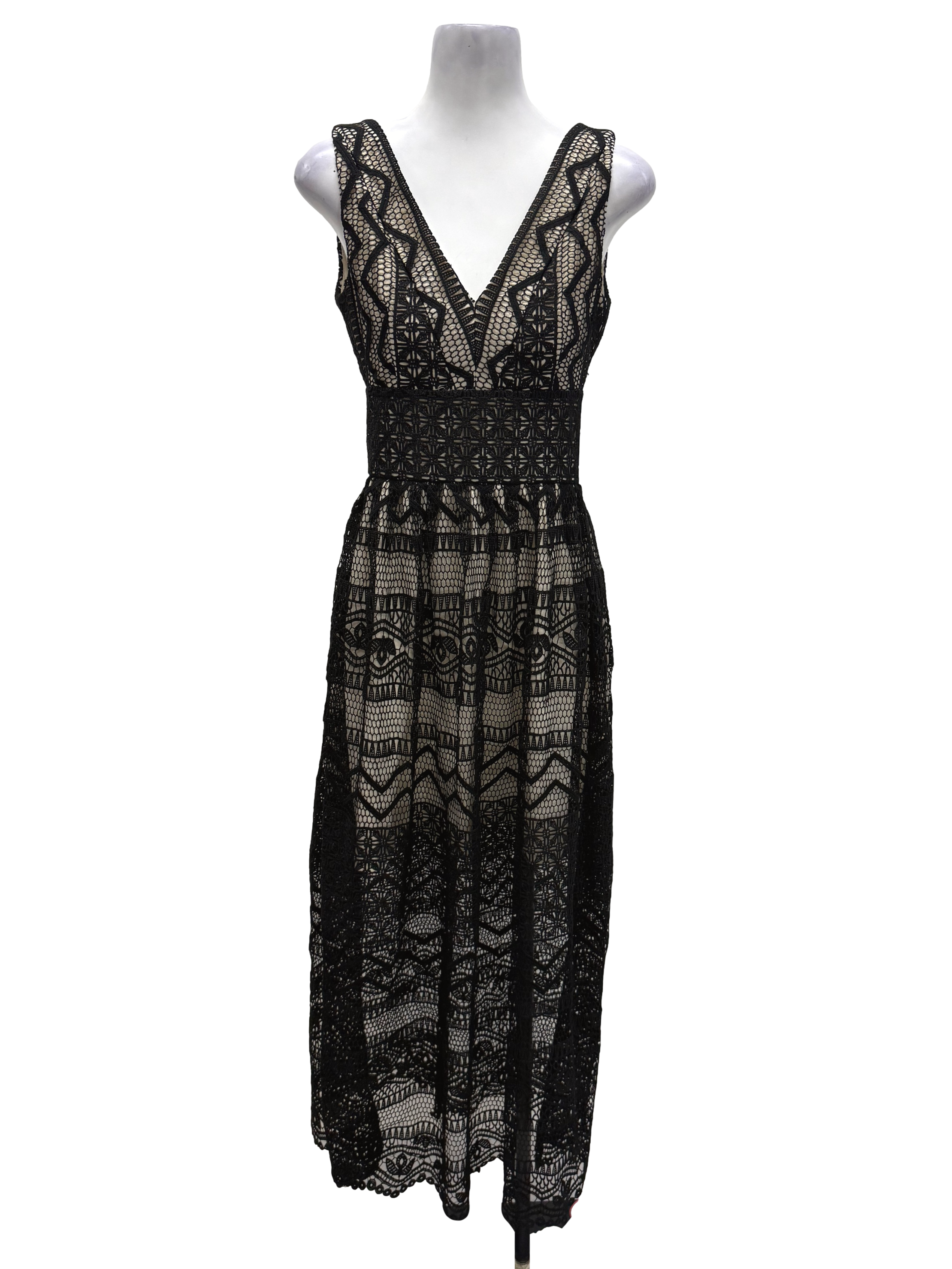 Joyce Couture Black Embroidery V Neck Dress | REFASH