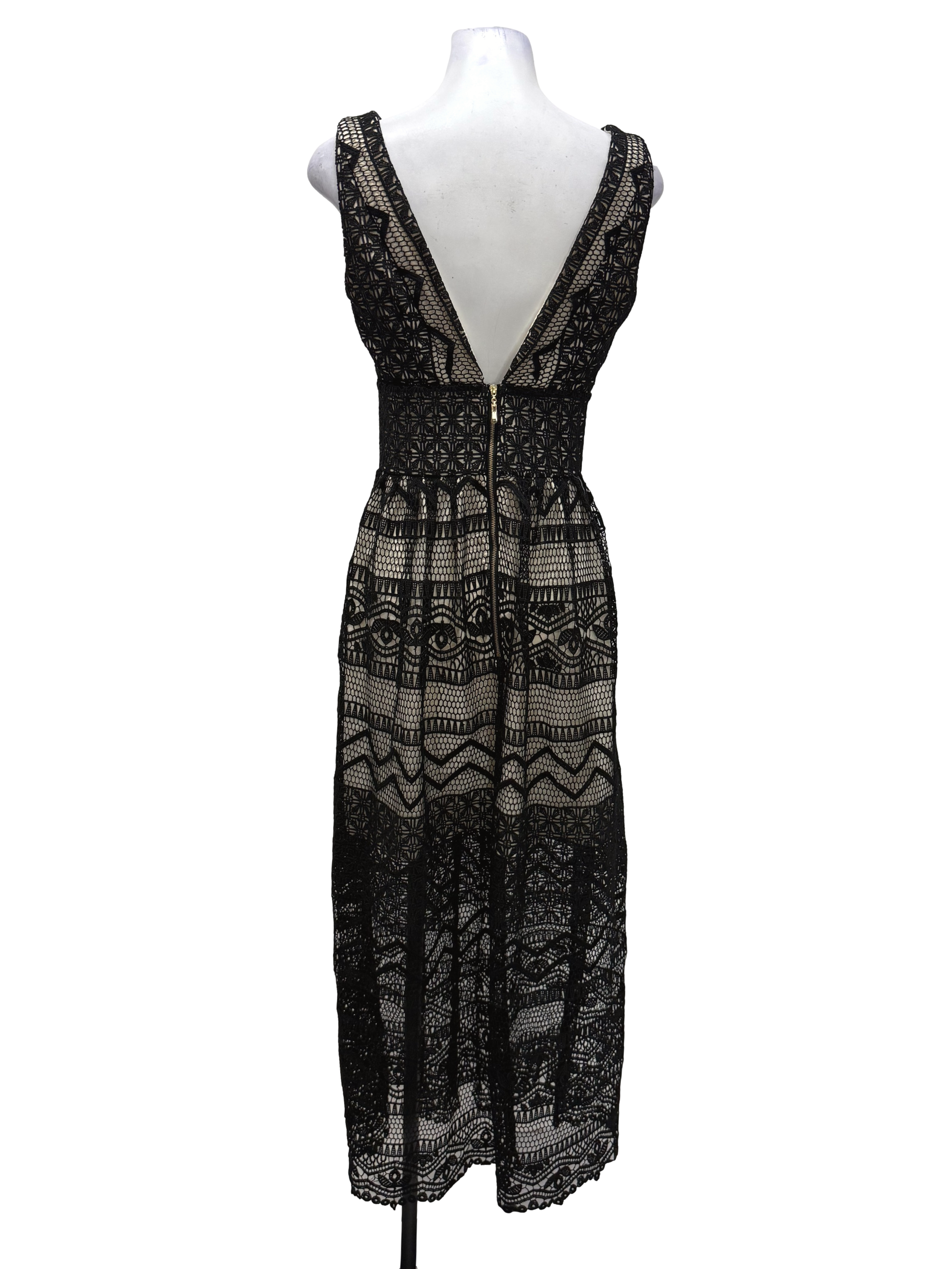 Joyce Couture Black Embroidery V Neck Dress | REFASH