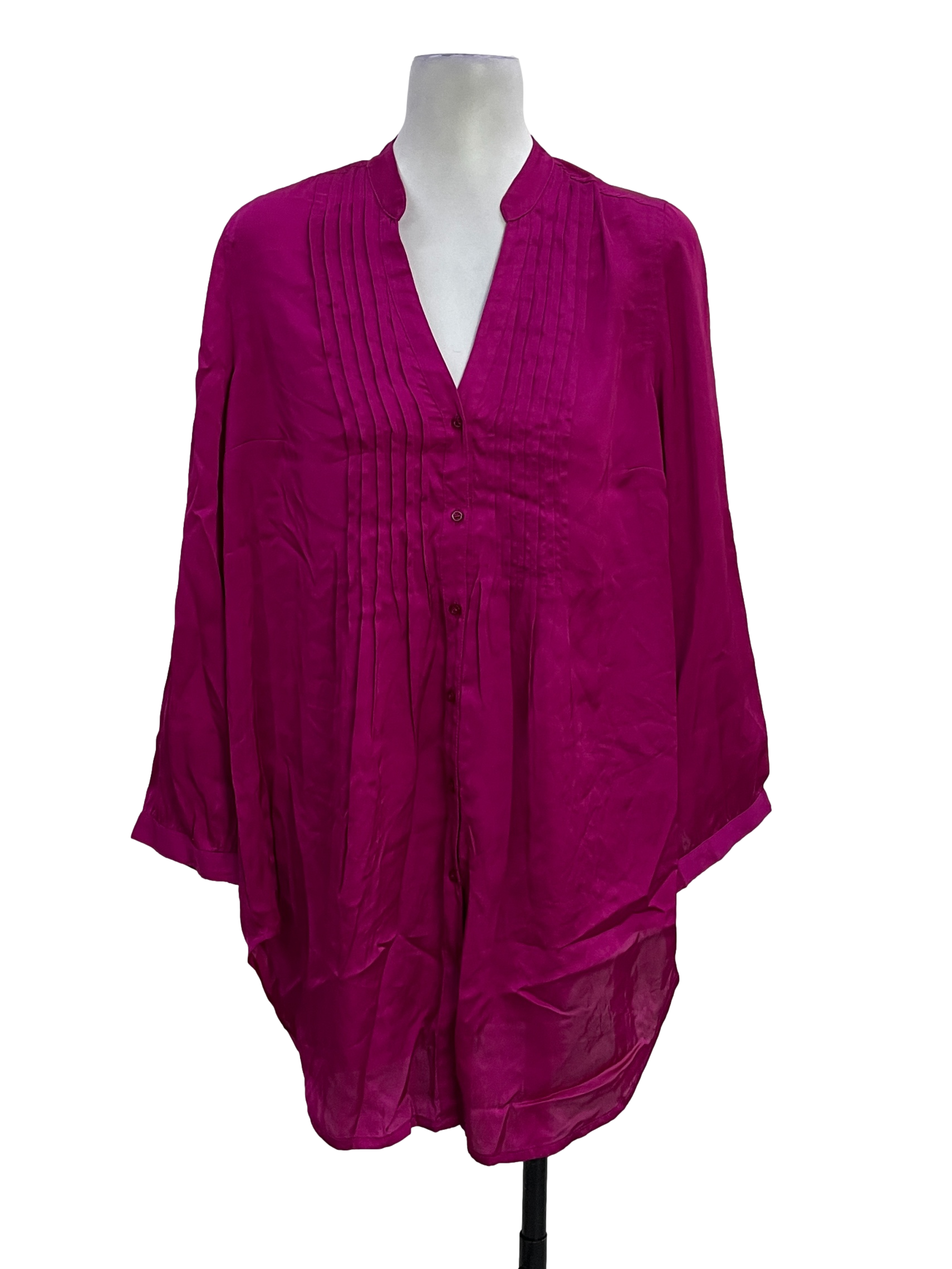 Magenta Purple Pleated Long Blouse