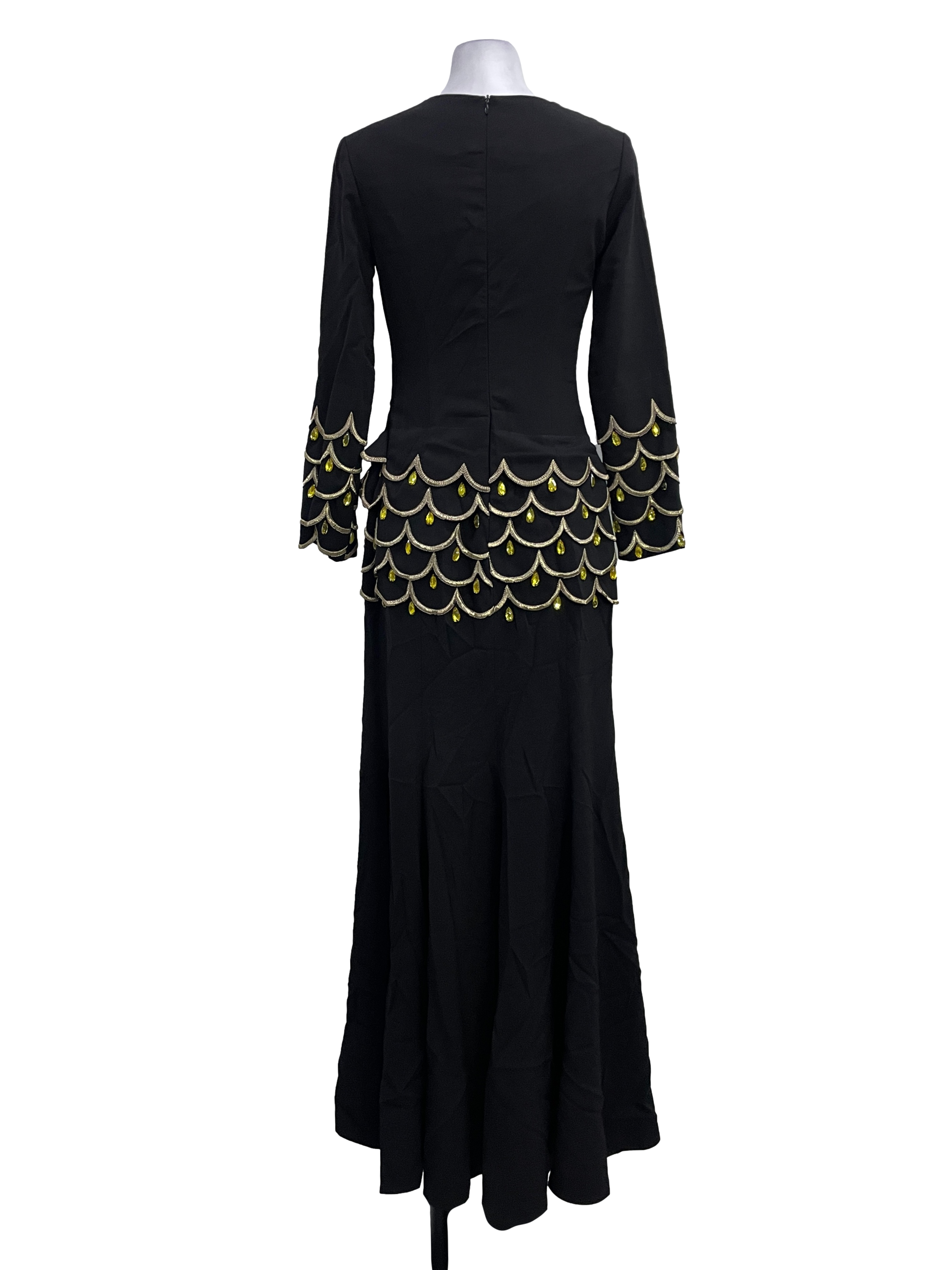 Midnight Black Tiered Beaded Dress