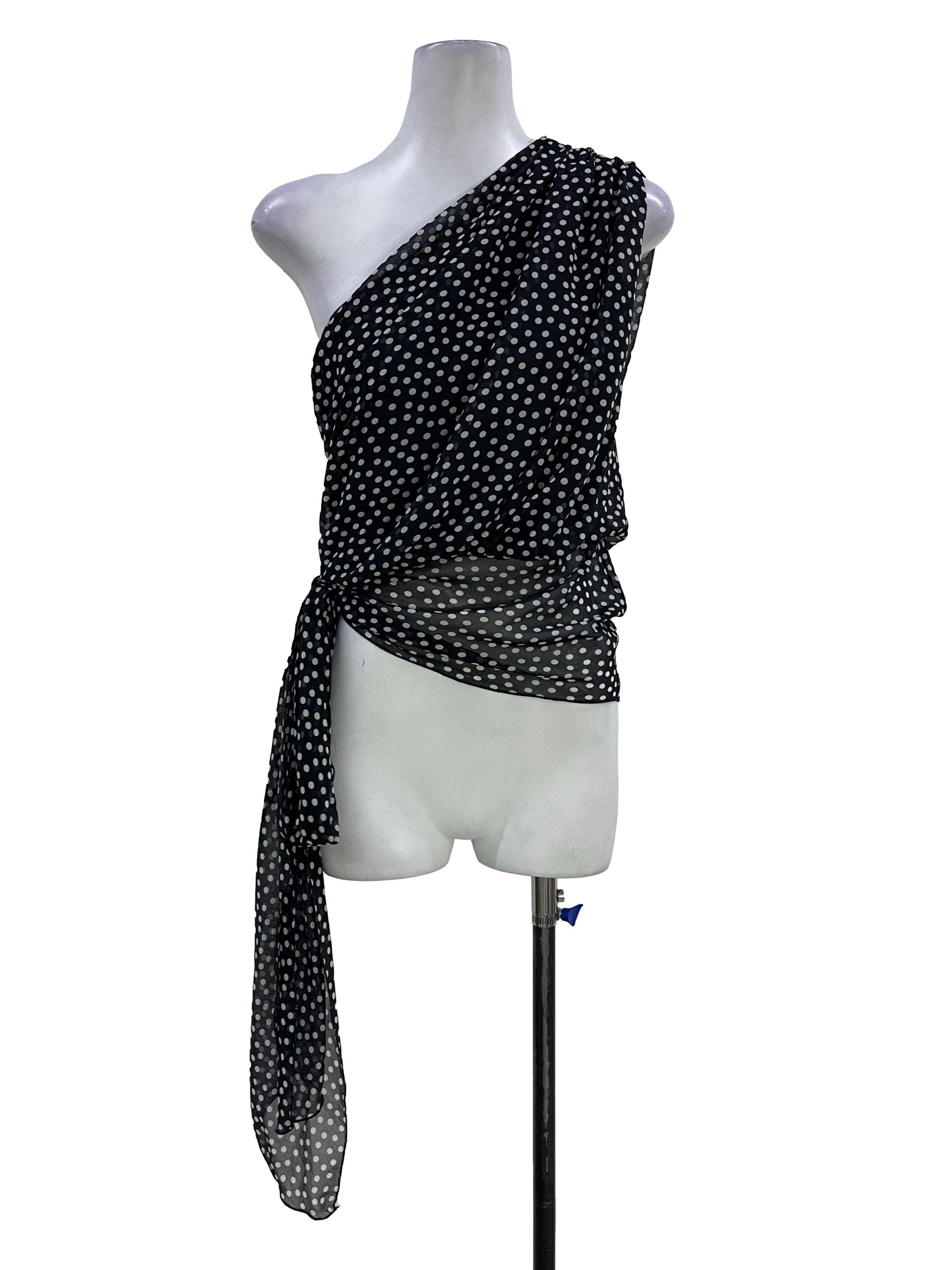 Black Chiffon Polka Dots Top