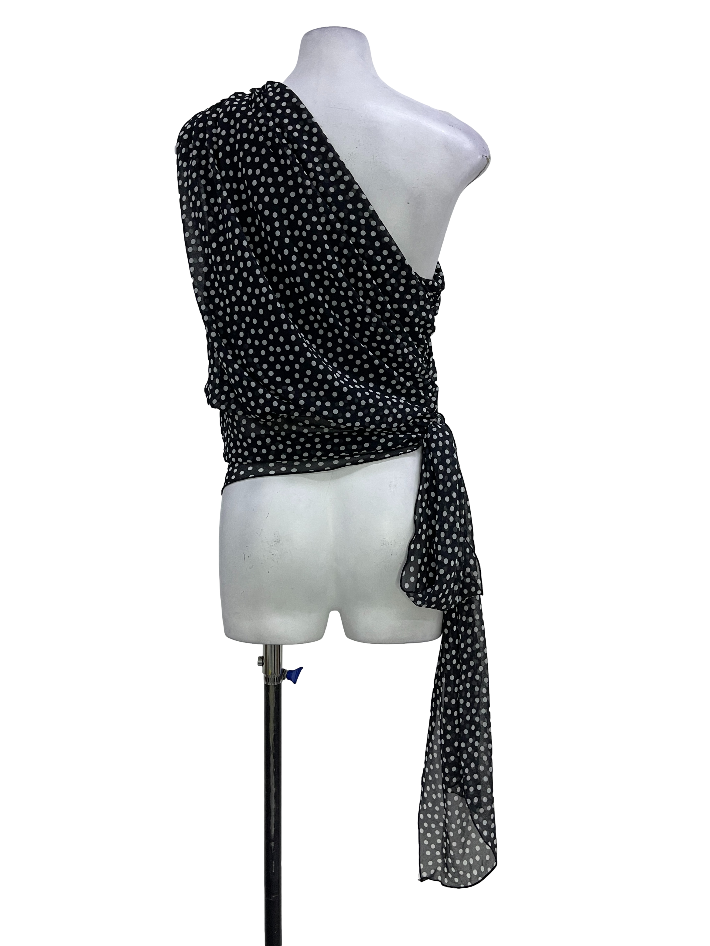 Black Chiffon Polka Dots Top