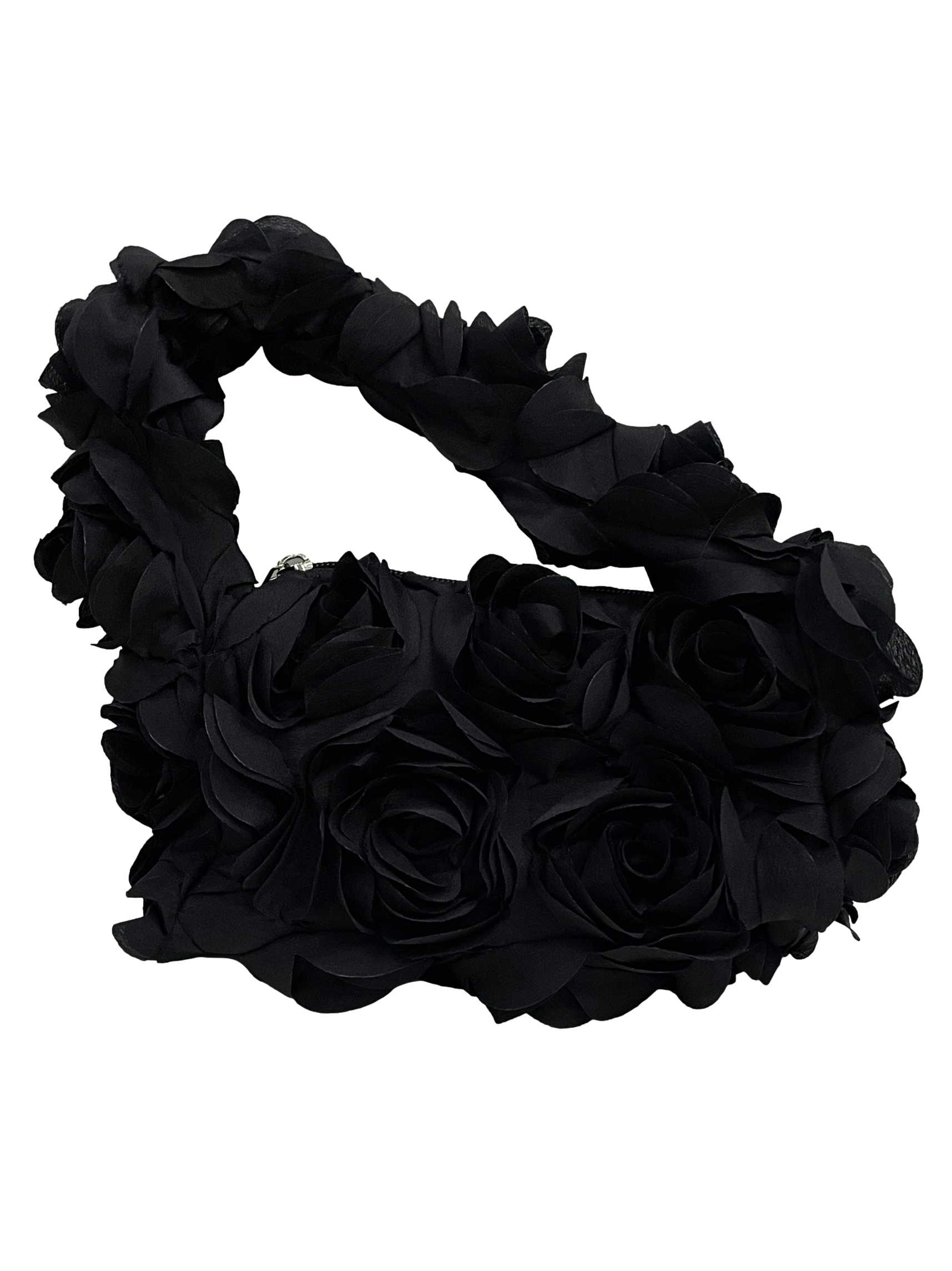 Raven Black Floral Handbag