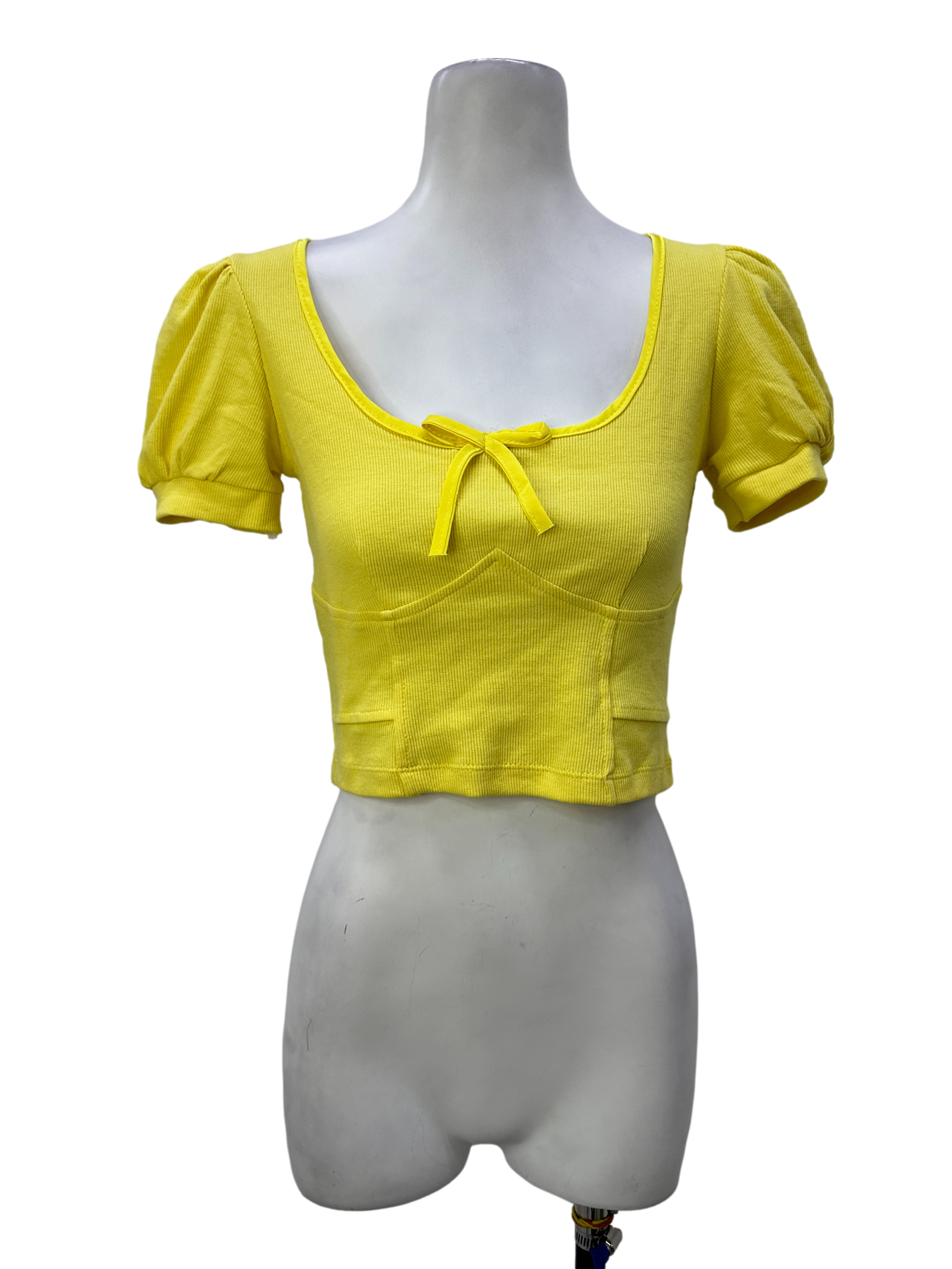 Yellow Bustier Style Peasant Blouse