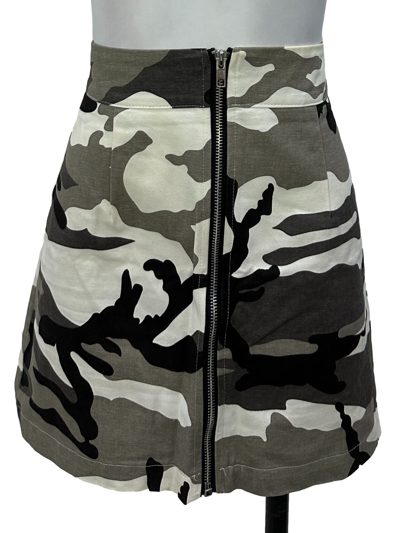 Multicolor Camouflage Print Zip Up Skirt