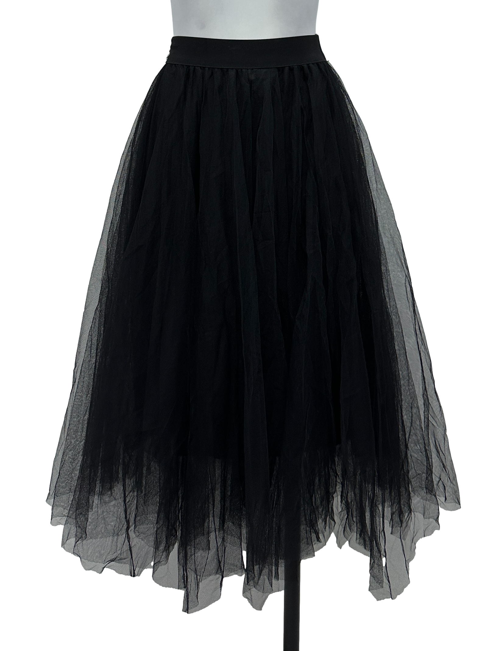 Black Tulle Midi Skirt