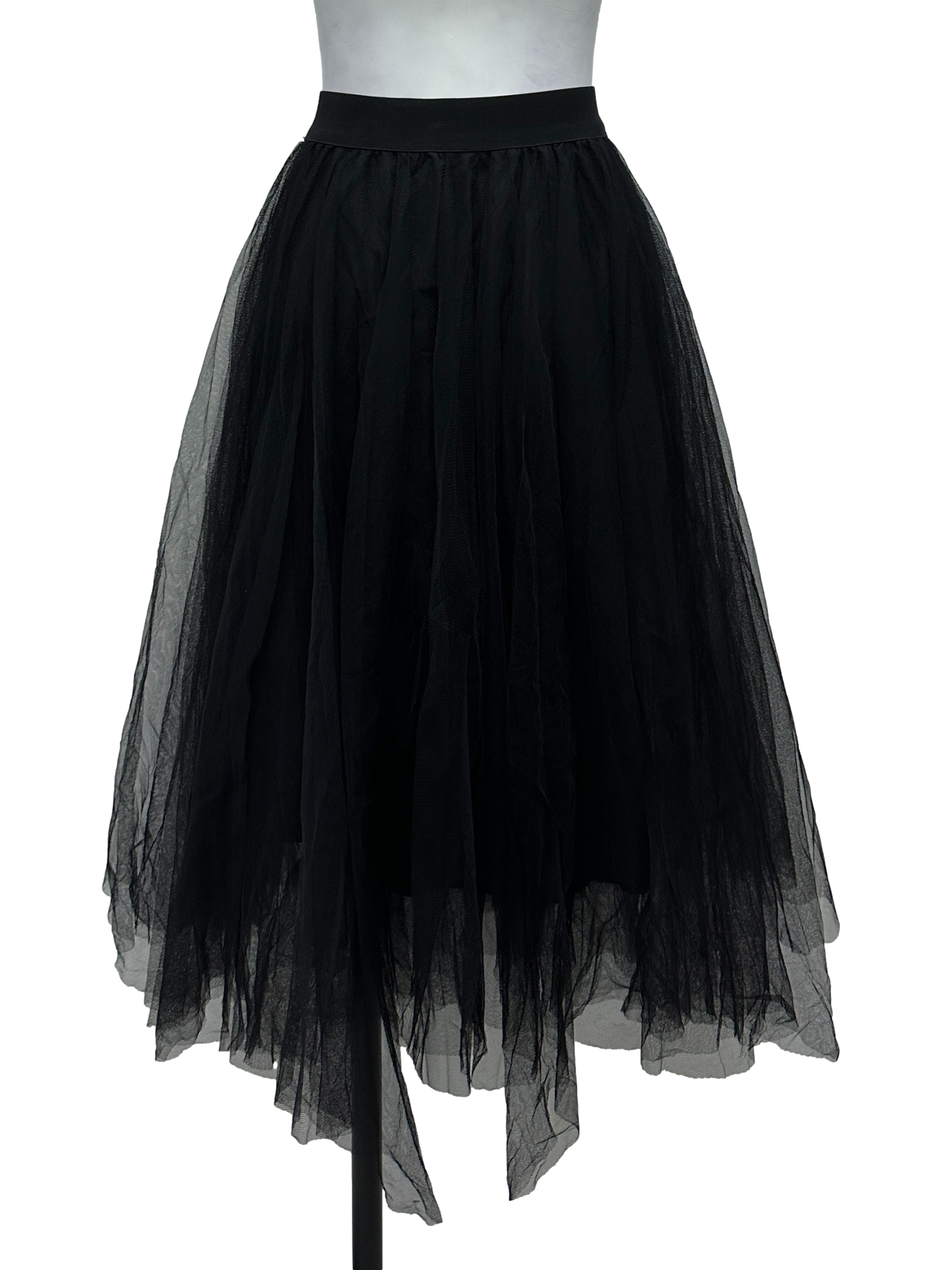 Black Tulle Midi Skirt