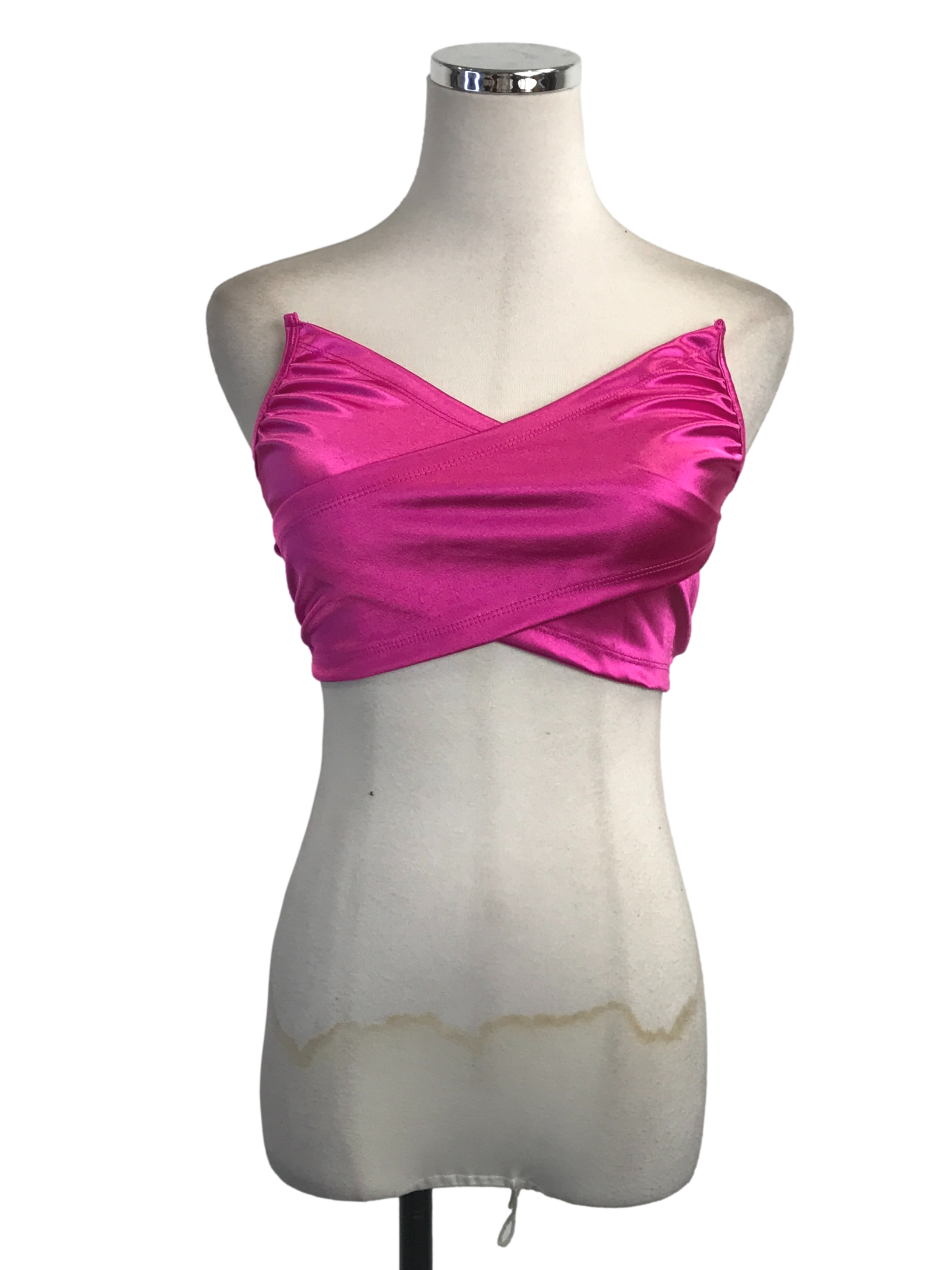 Fuchsia Faux Silk Crop Top