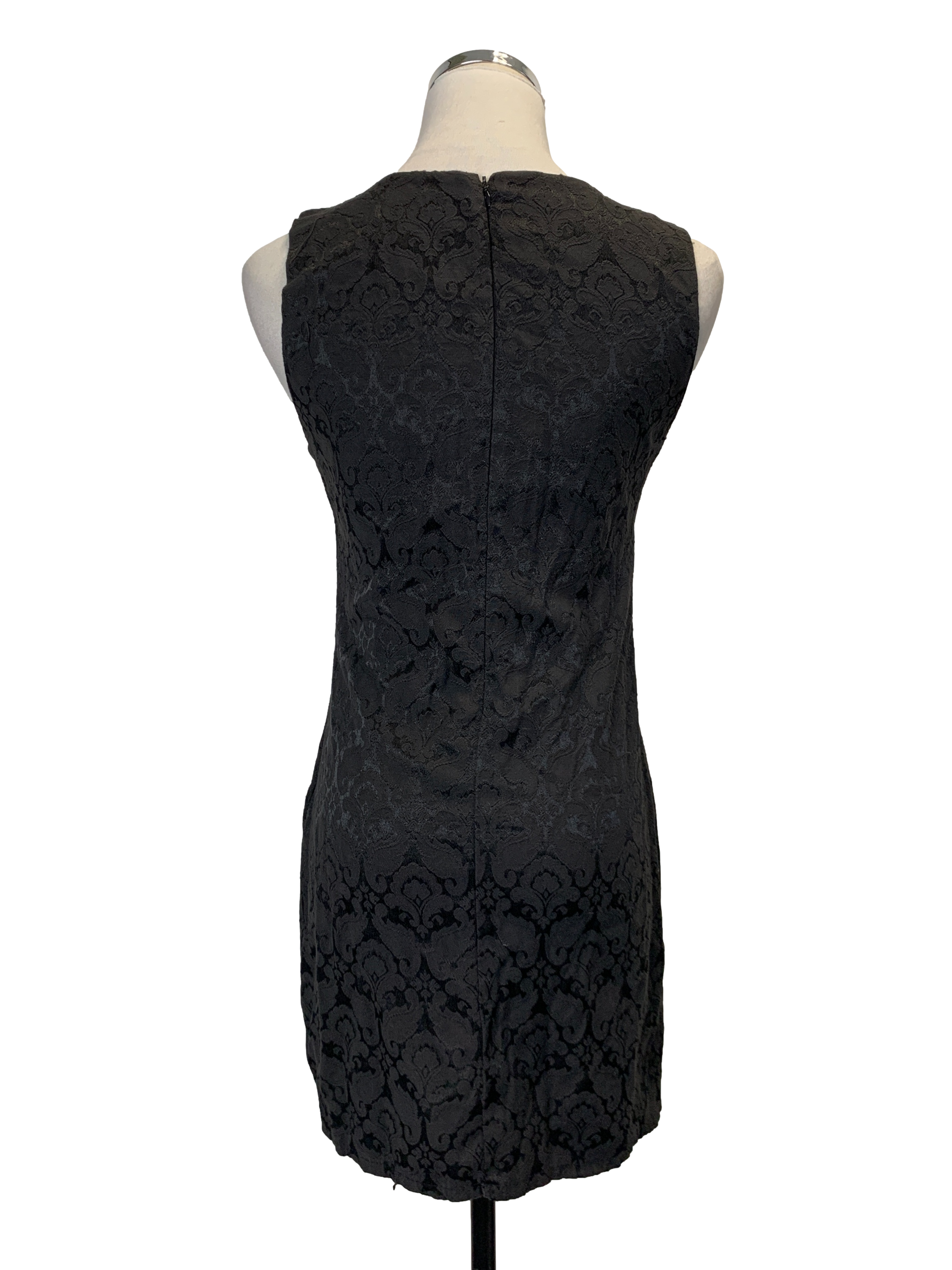 Black Round Neck Brocade Dress