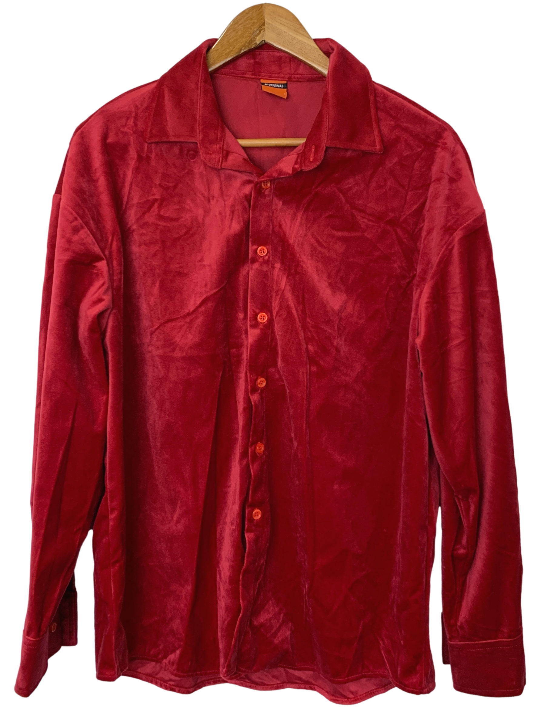 Ruby Red Suede Button Down Long Sleeve Top