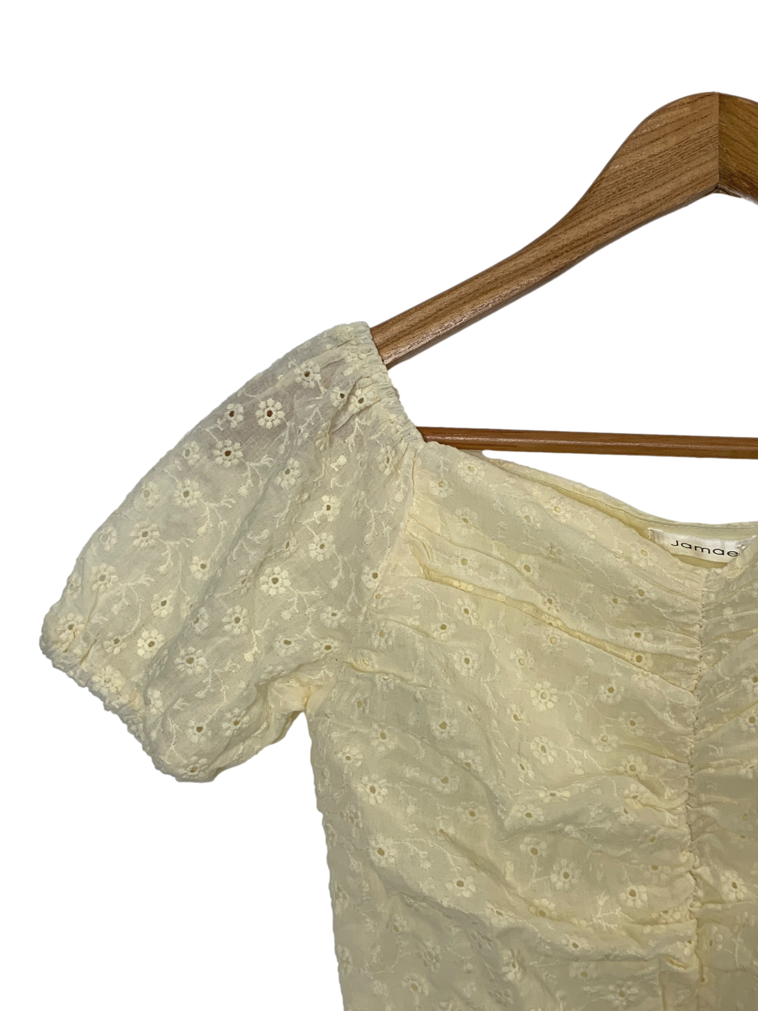 Pale Yellow Floral Eyelet Top