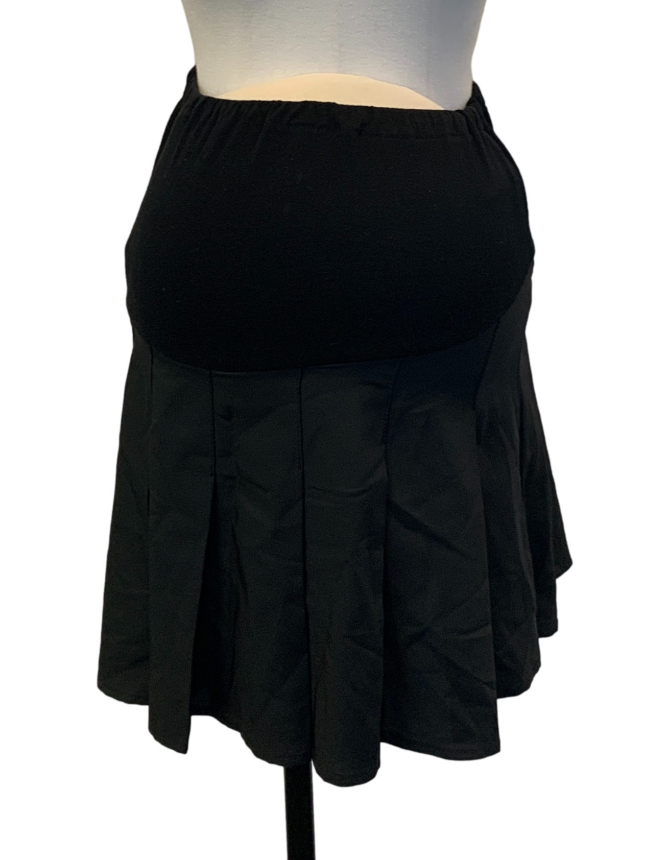 Black Pleat Mini Skirt