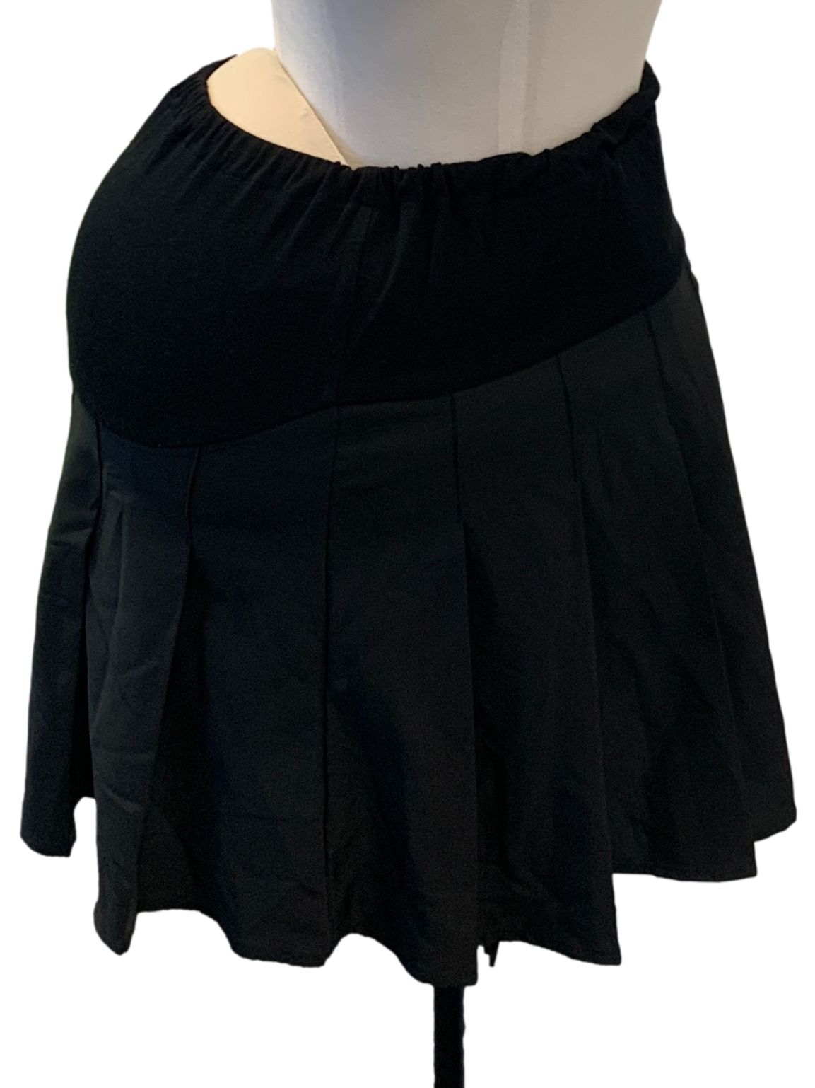 Black Pleat Mini Skirt
