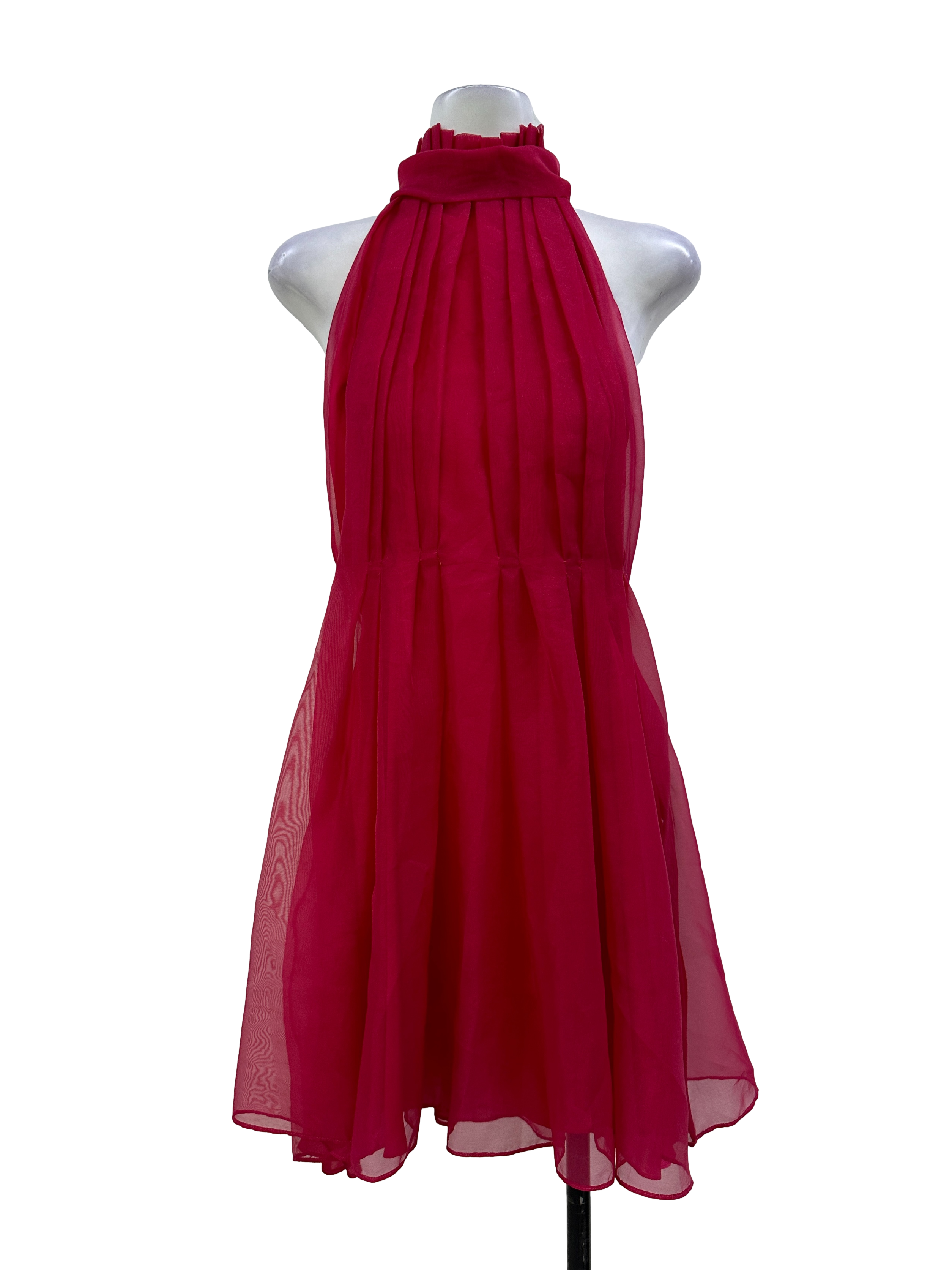 Dark Pink Halter Neck Tulle Dress