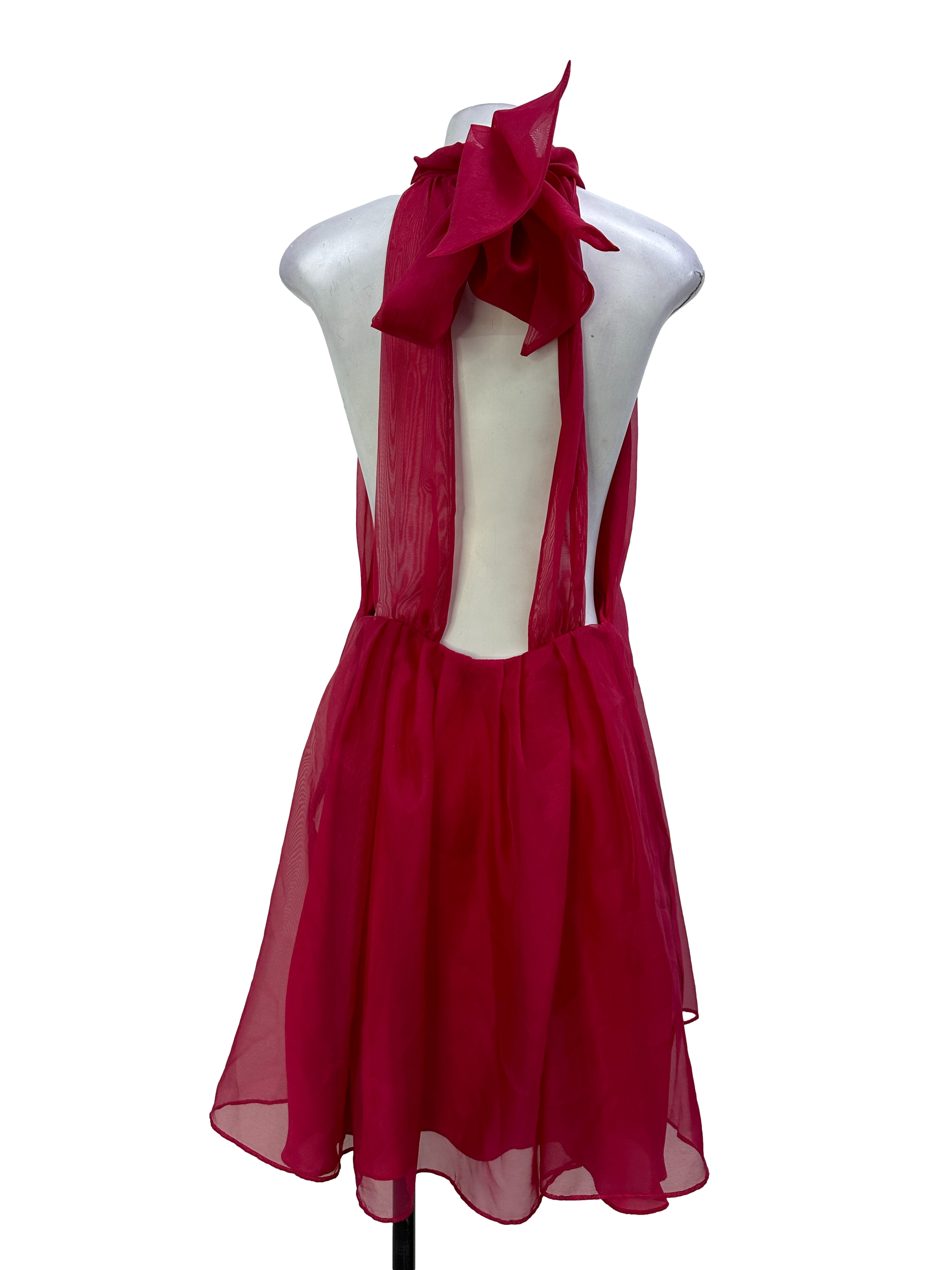 Dark Pink Halter Neck Tulle Dress