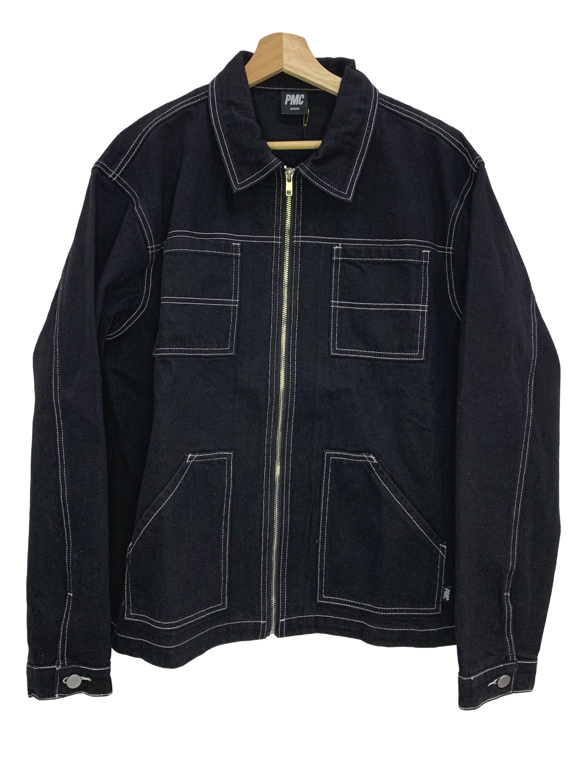 Contrast Stitch Work Jacket Black