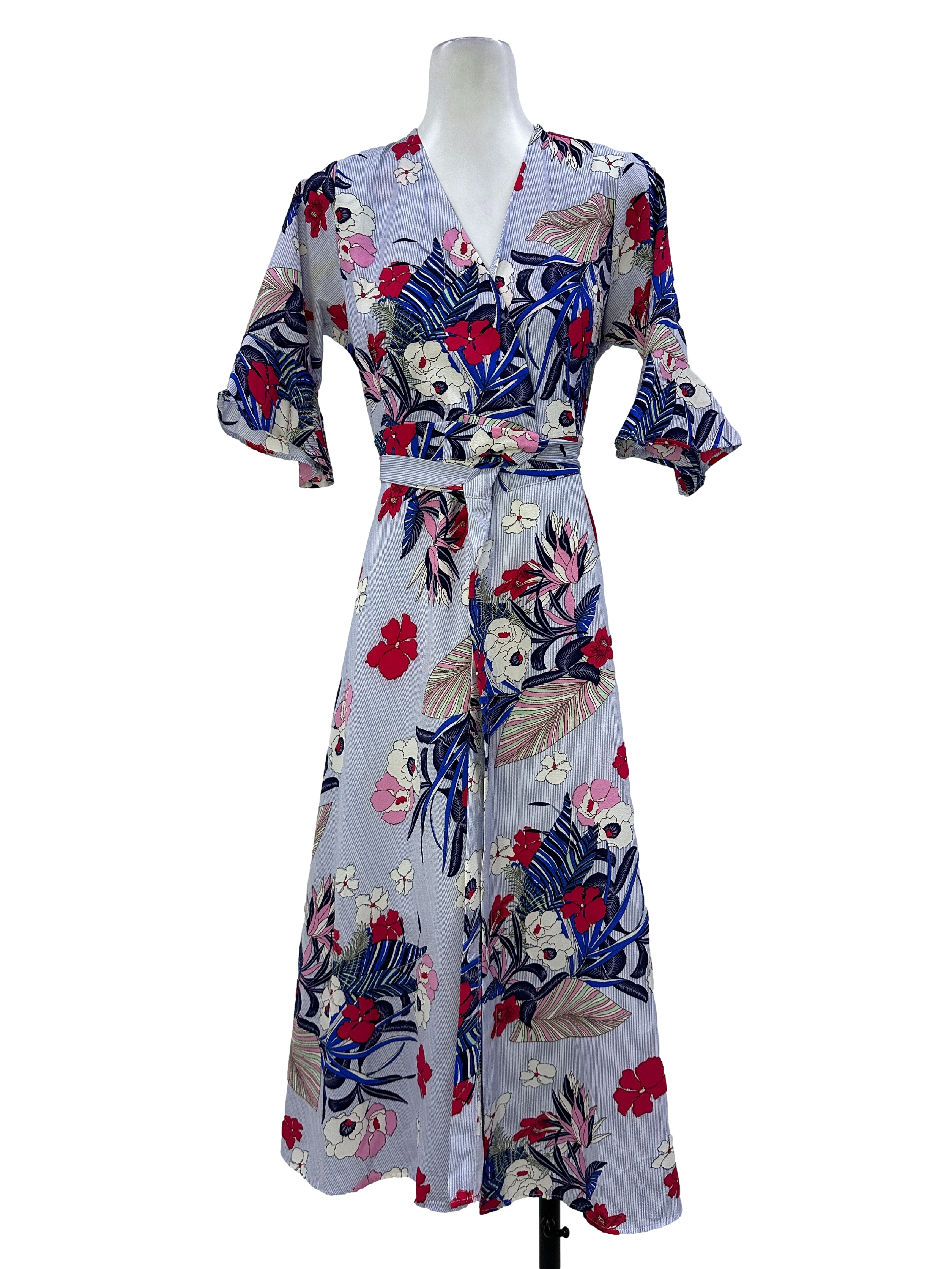 Multicolor Floral Wrap Dress