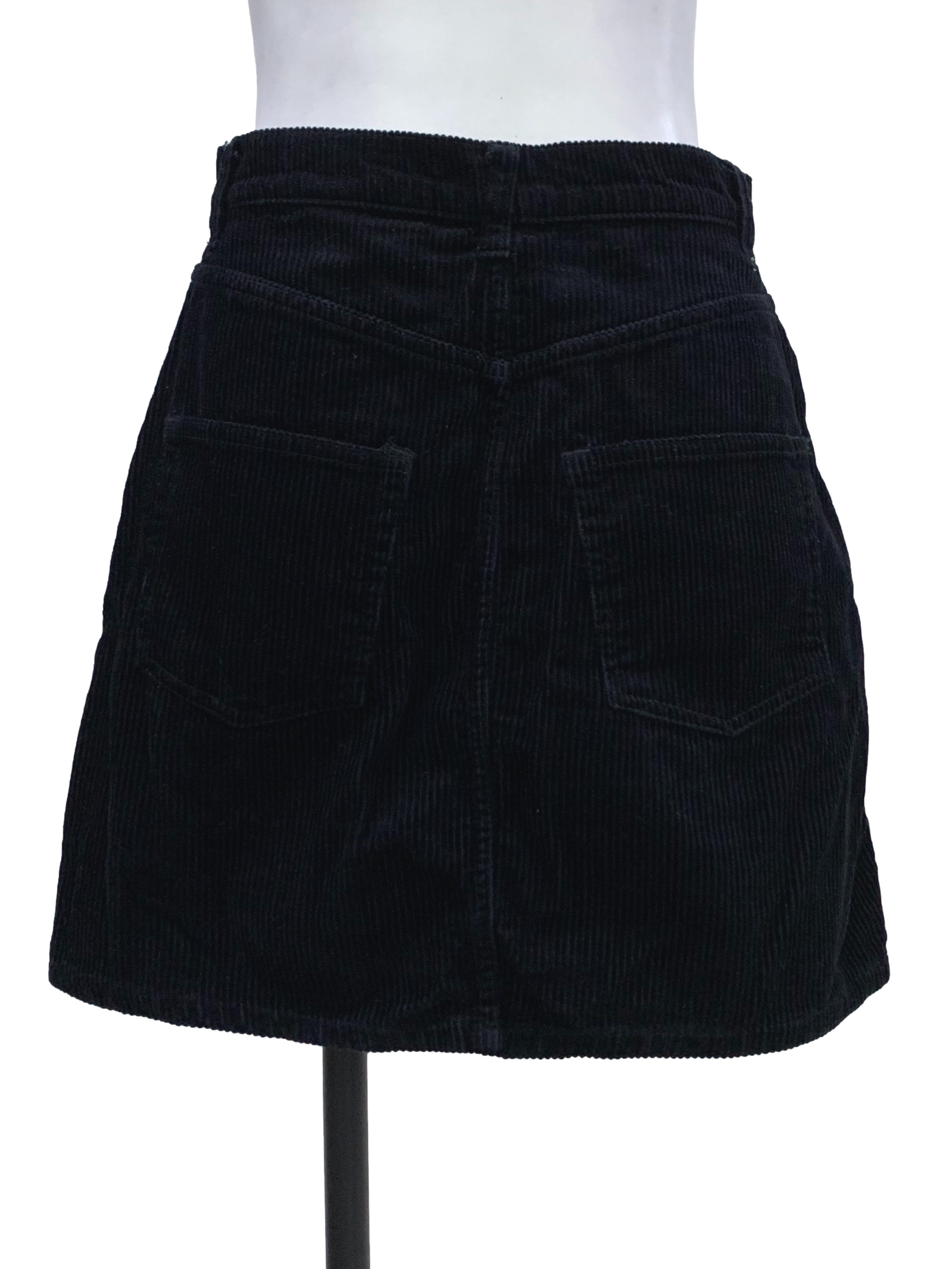 Ink Black Corduroy A Line Skirt