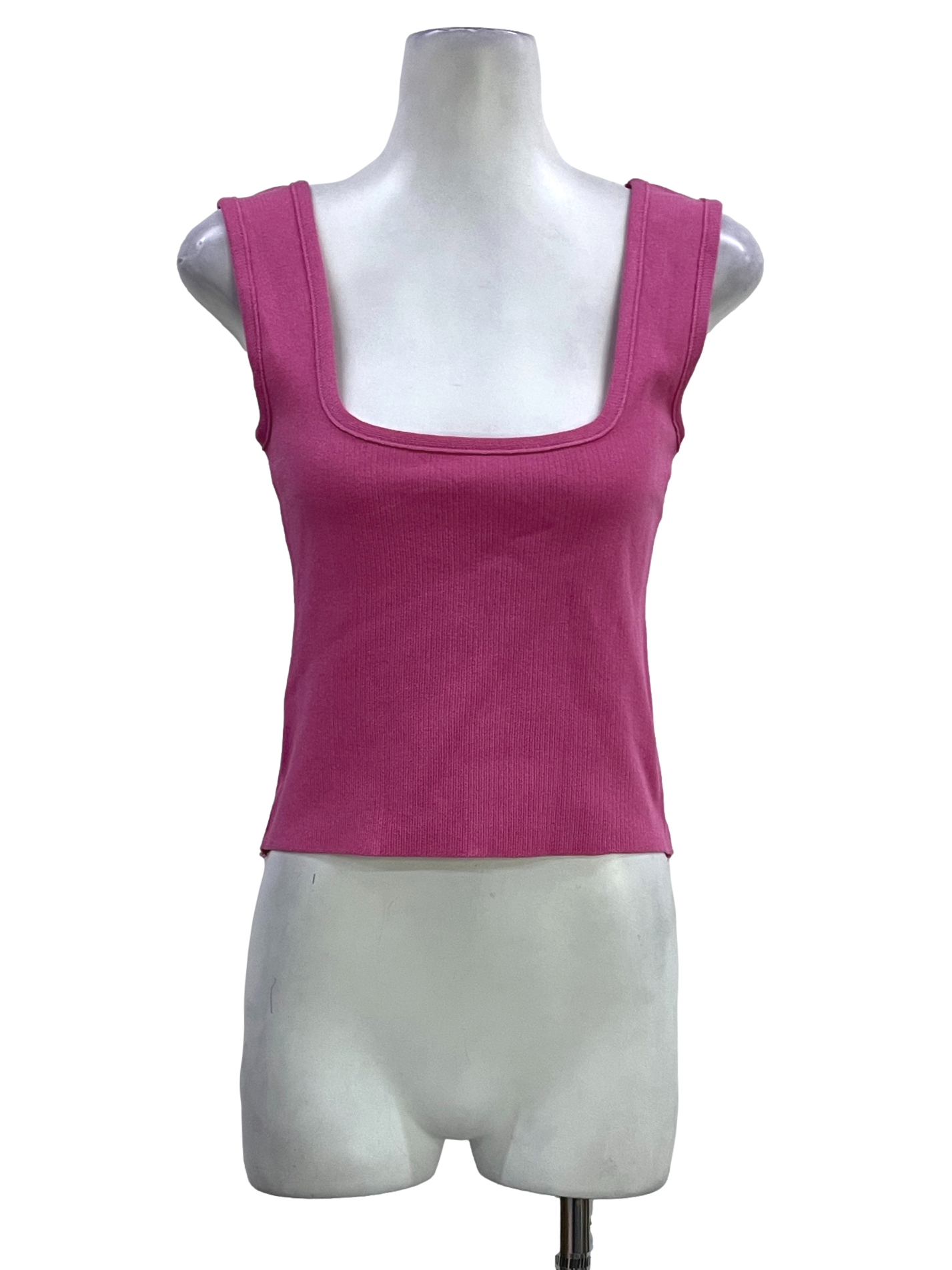 Hot Pink Square Neck Sleeveless Top