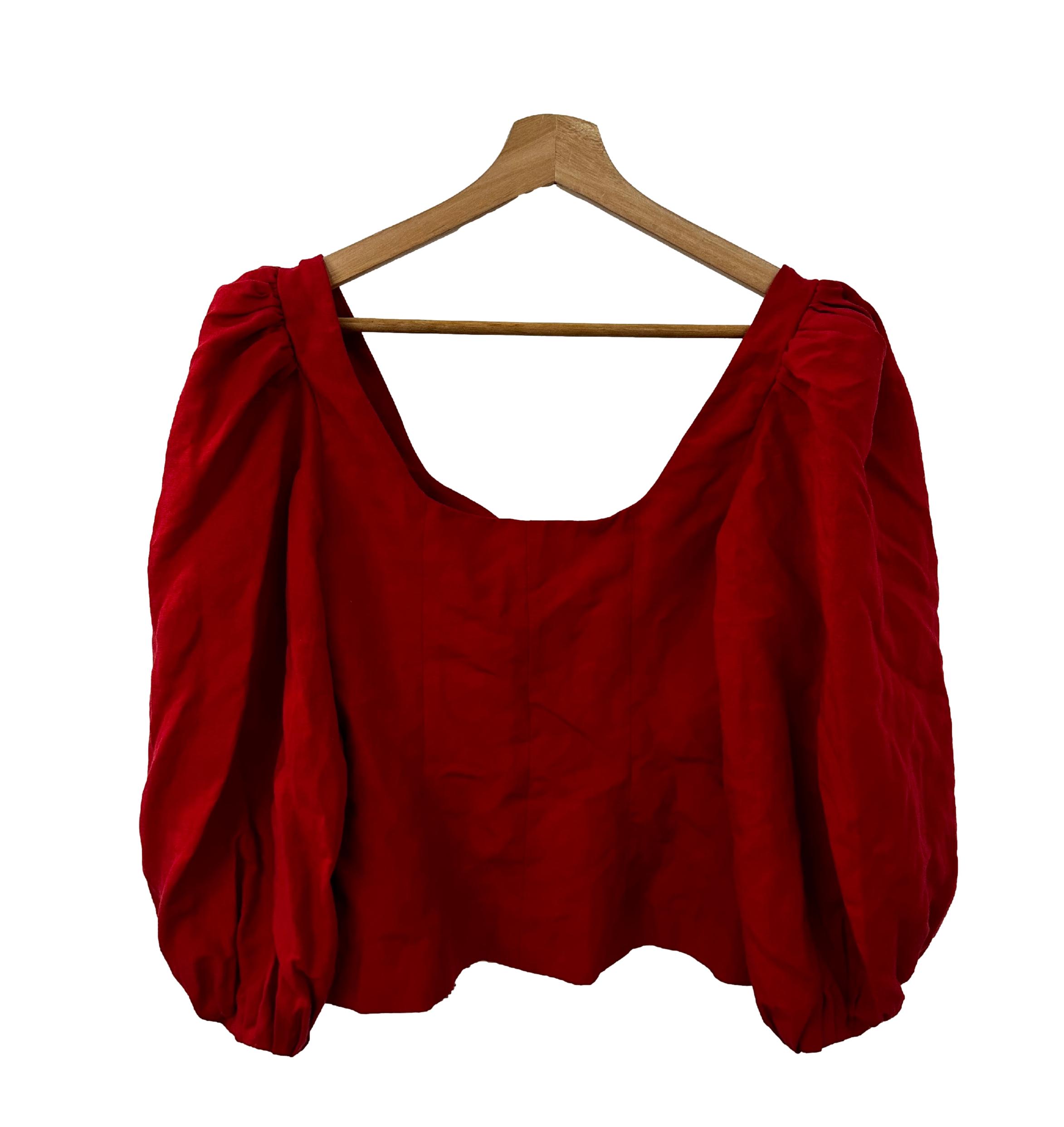 Red Sleeve Bubble Top