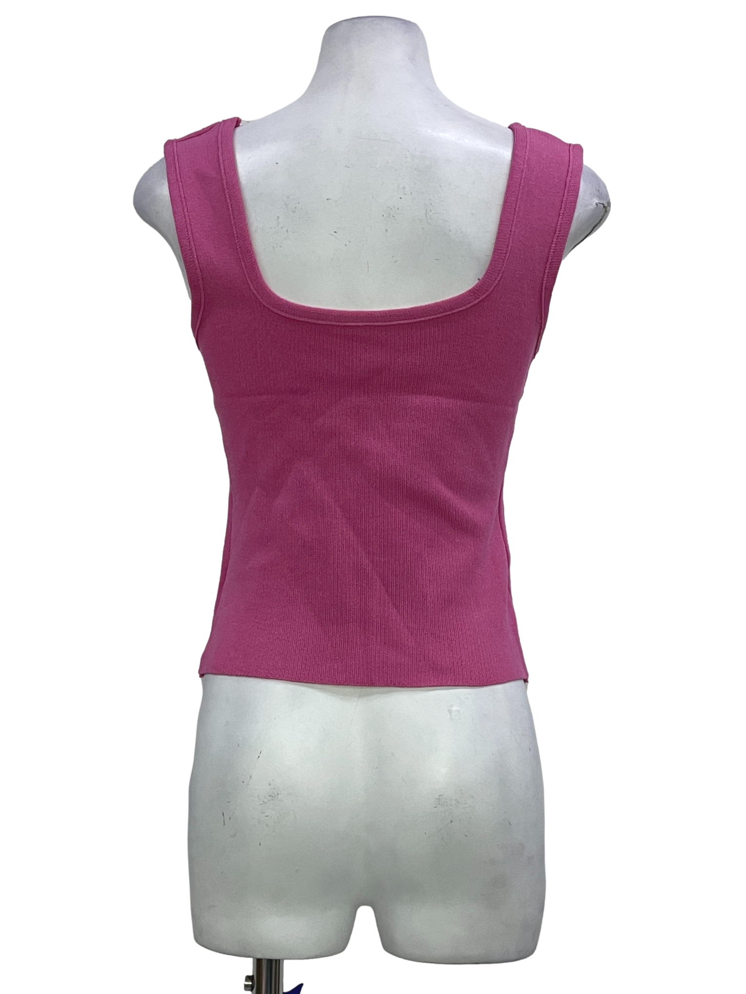 Hot Pink Square Neck Sleeveless Top