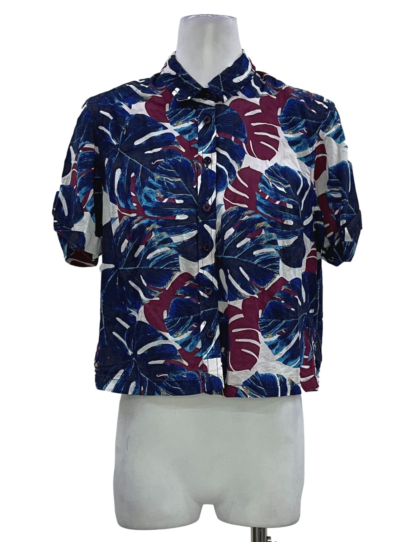 Navy Blue Hawaiian Print Short Sleeve Shirt