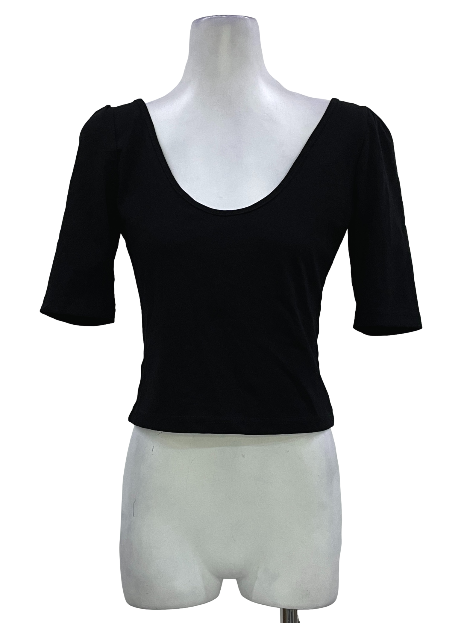 Black Low Neck 3/4 Sleeve Top