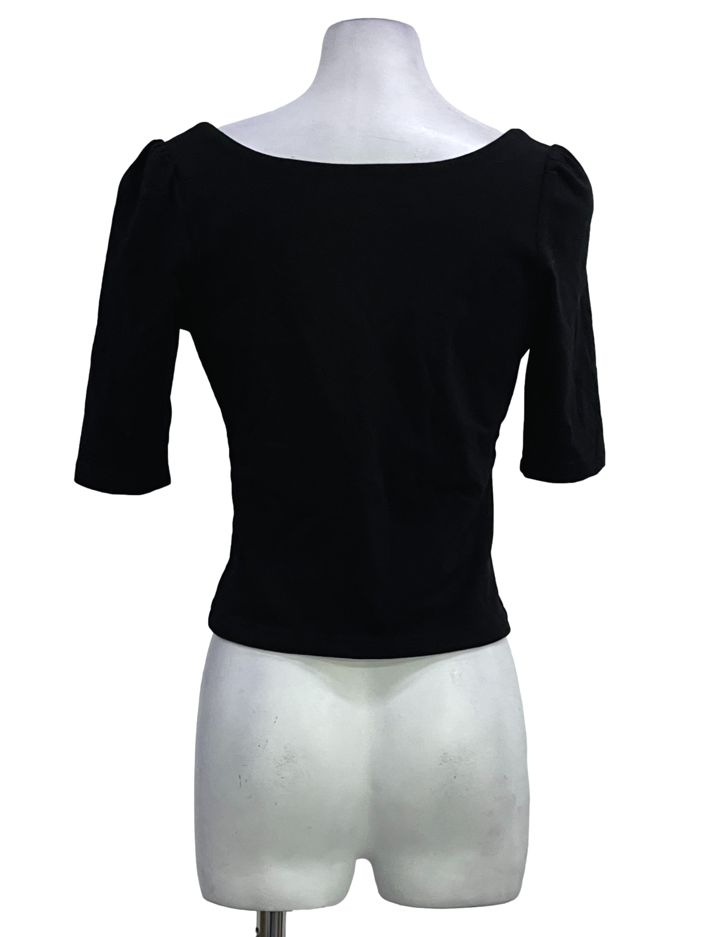 Black Low Neck 3/4 Sleeve Top