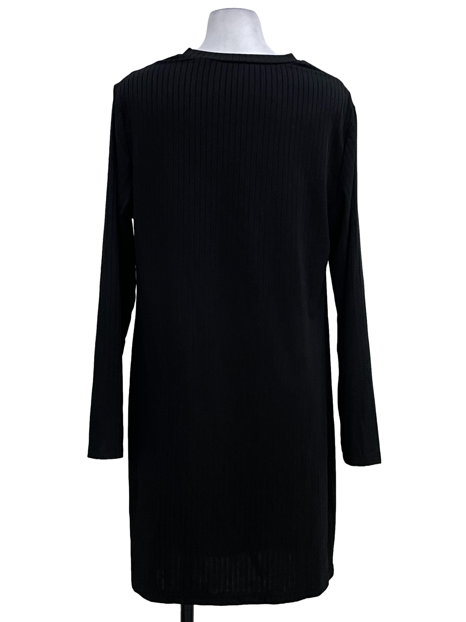 Grease Black Ribbed Chest Cutout Long Sleeve Dress