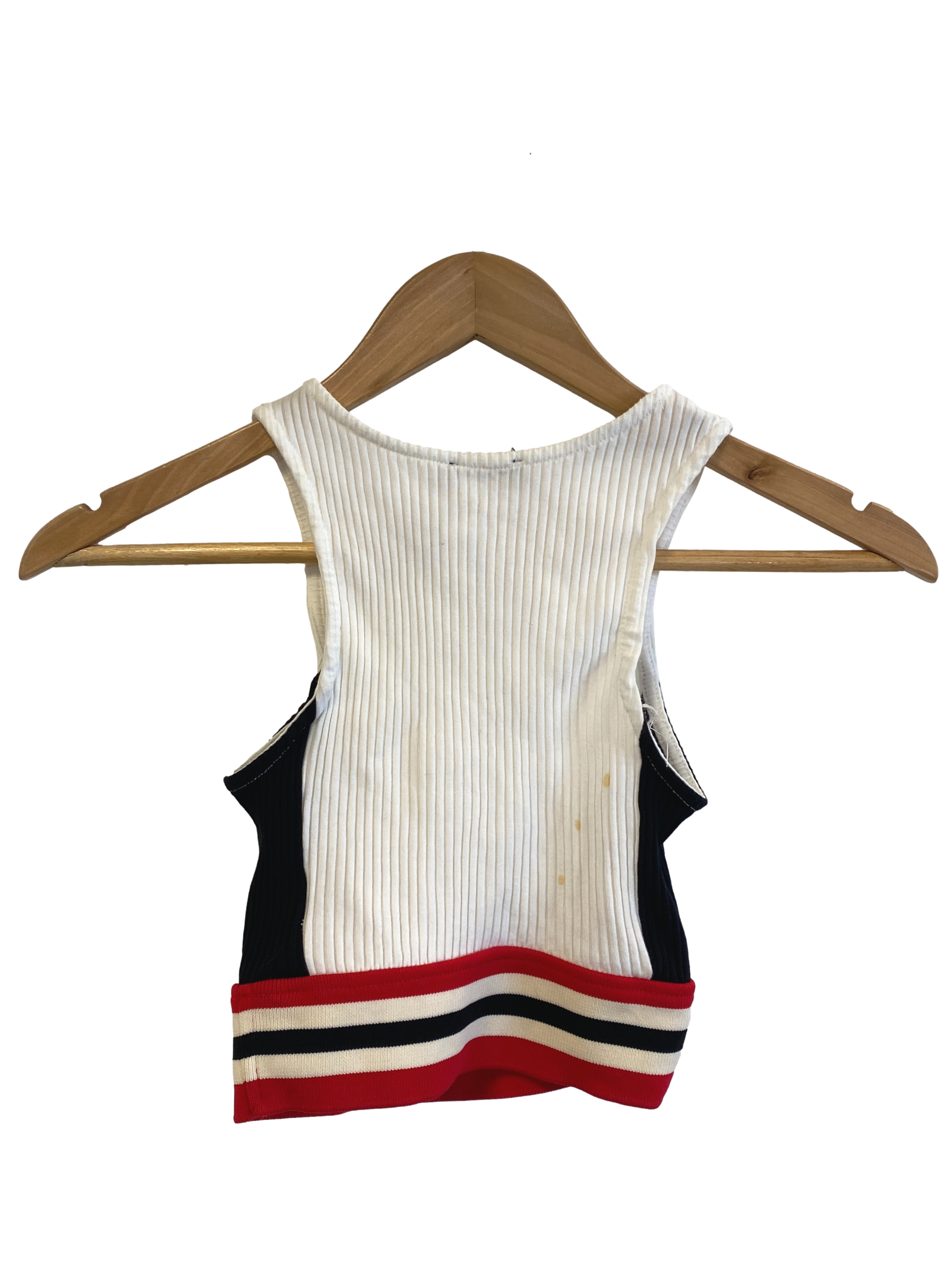White Stripe Racer Cut Out Crop Top
