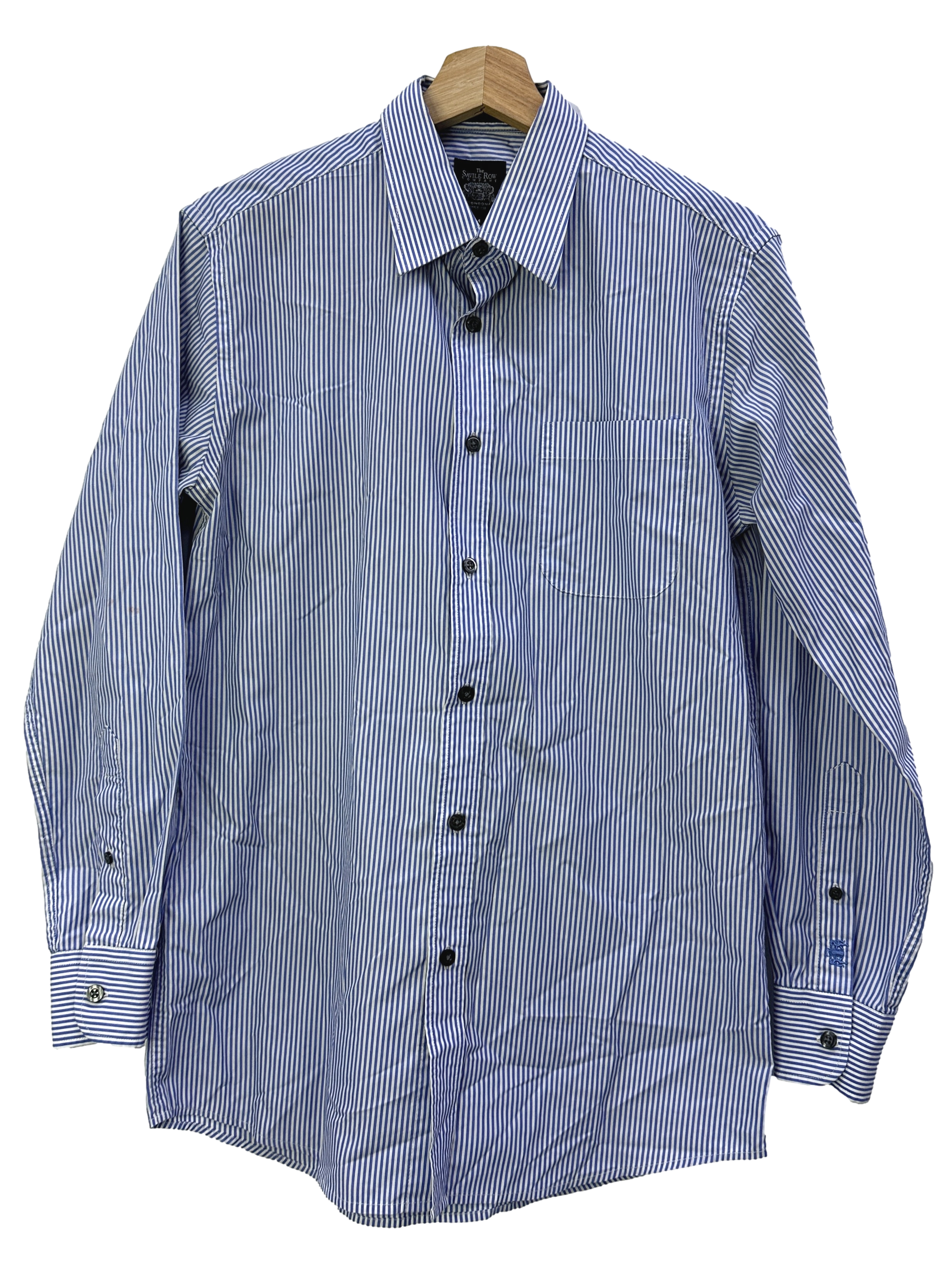 Blue & White Striped Semi Fit Button Up Shirt