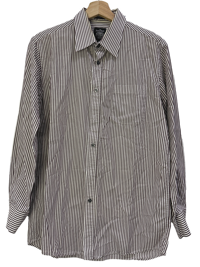 Brown & White Striped Semi Fit Button Up Shirt
