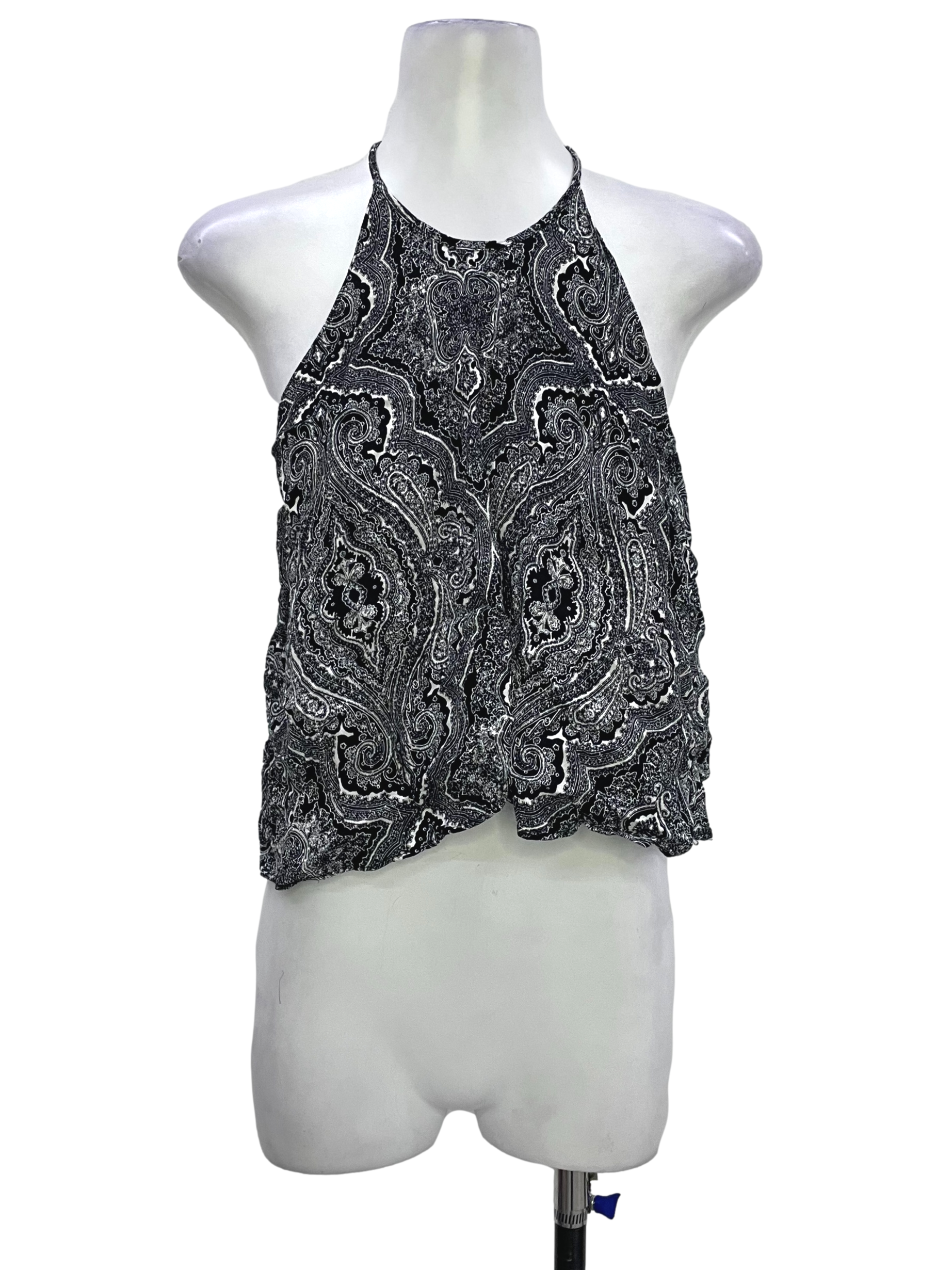 Black Pattern Sleeveless Top