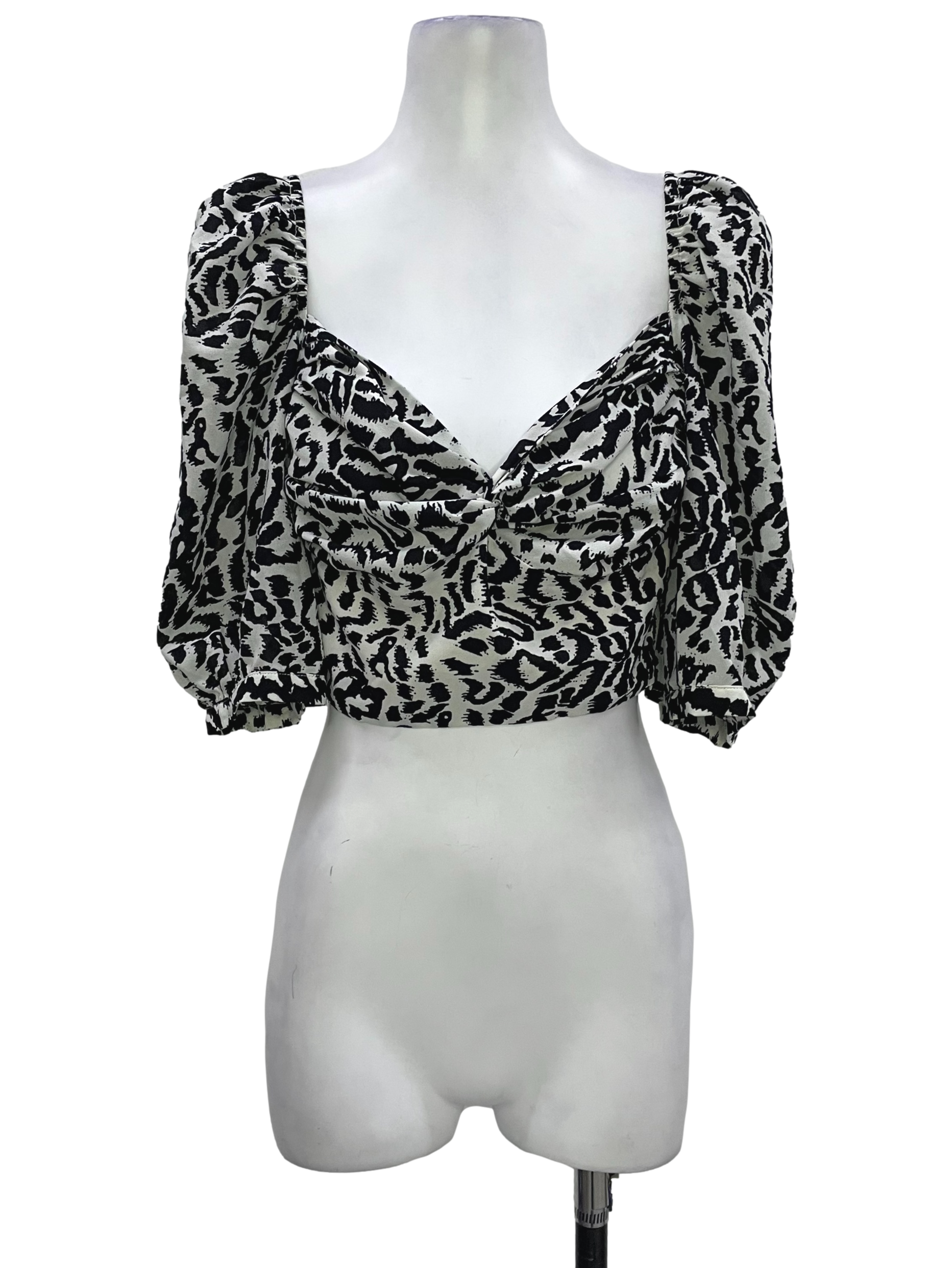 Black & White Cheetah Print Crop Top