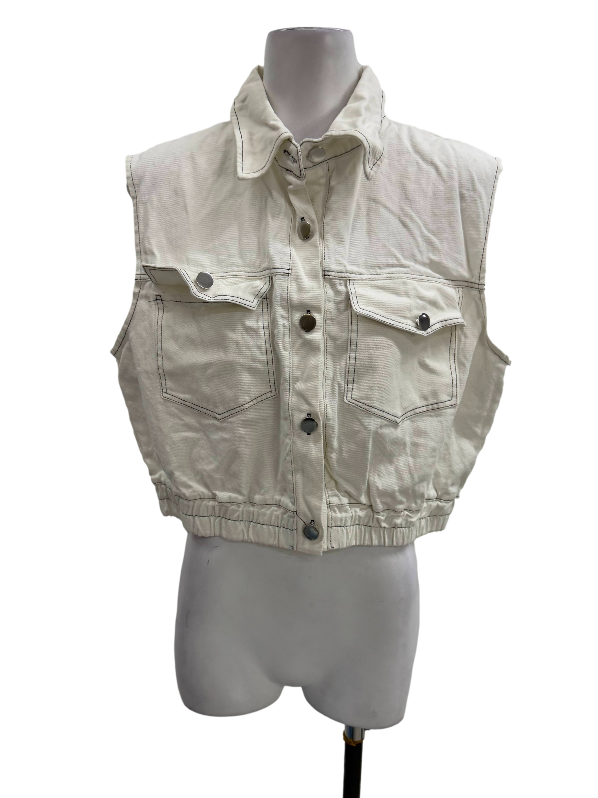 Porcelain White Denim Vest