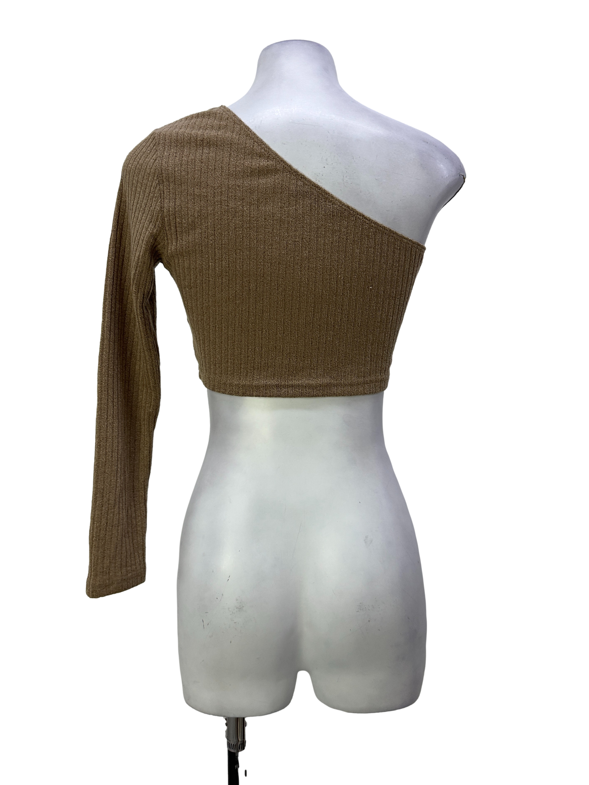 Brown Asymmetrical One Shoulder Crop Top