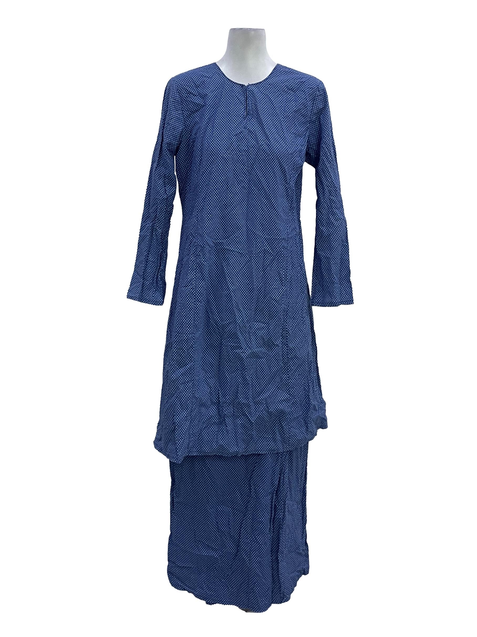 Cornflower Blue Polka Dots Baju Kurung Set