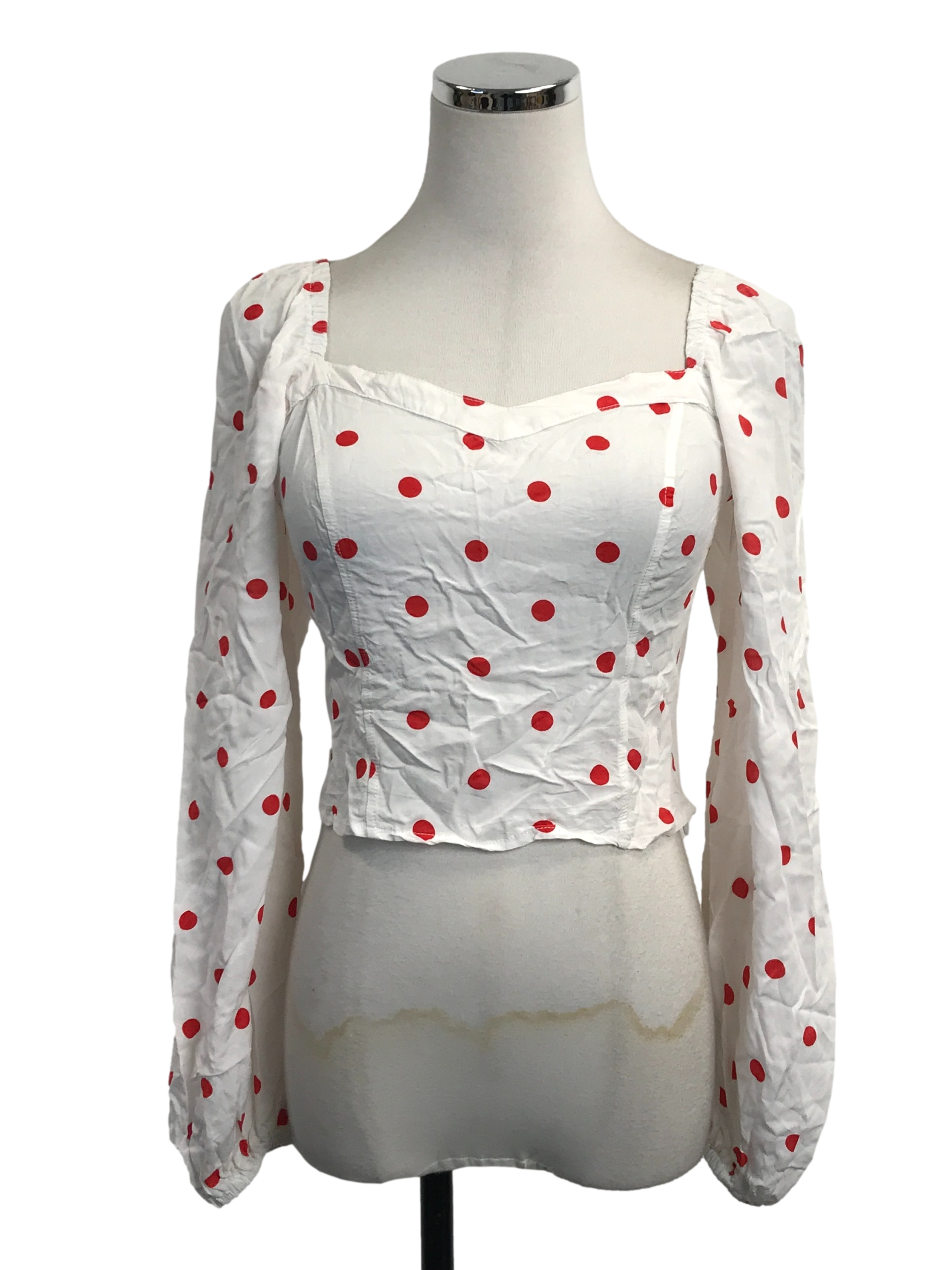 White Sweetheart Polka Dots Top