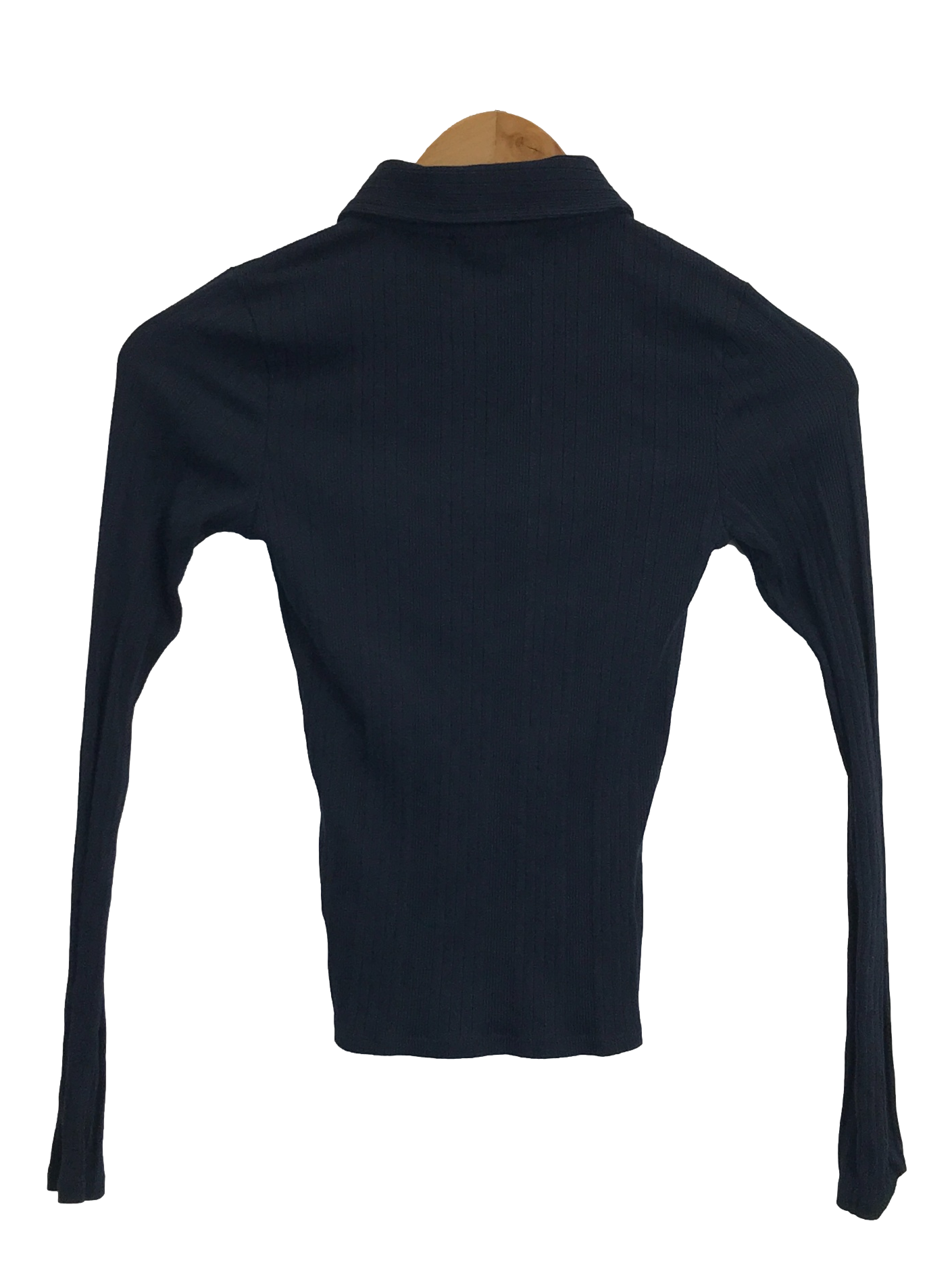 Navy Blue Long Sleeve Zip Polo Top