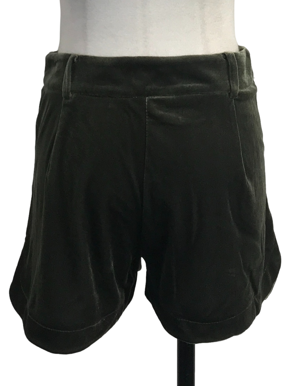 Moss Green Velvet Shorts