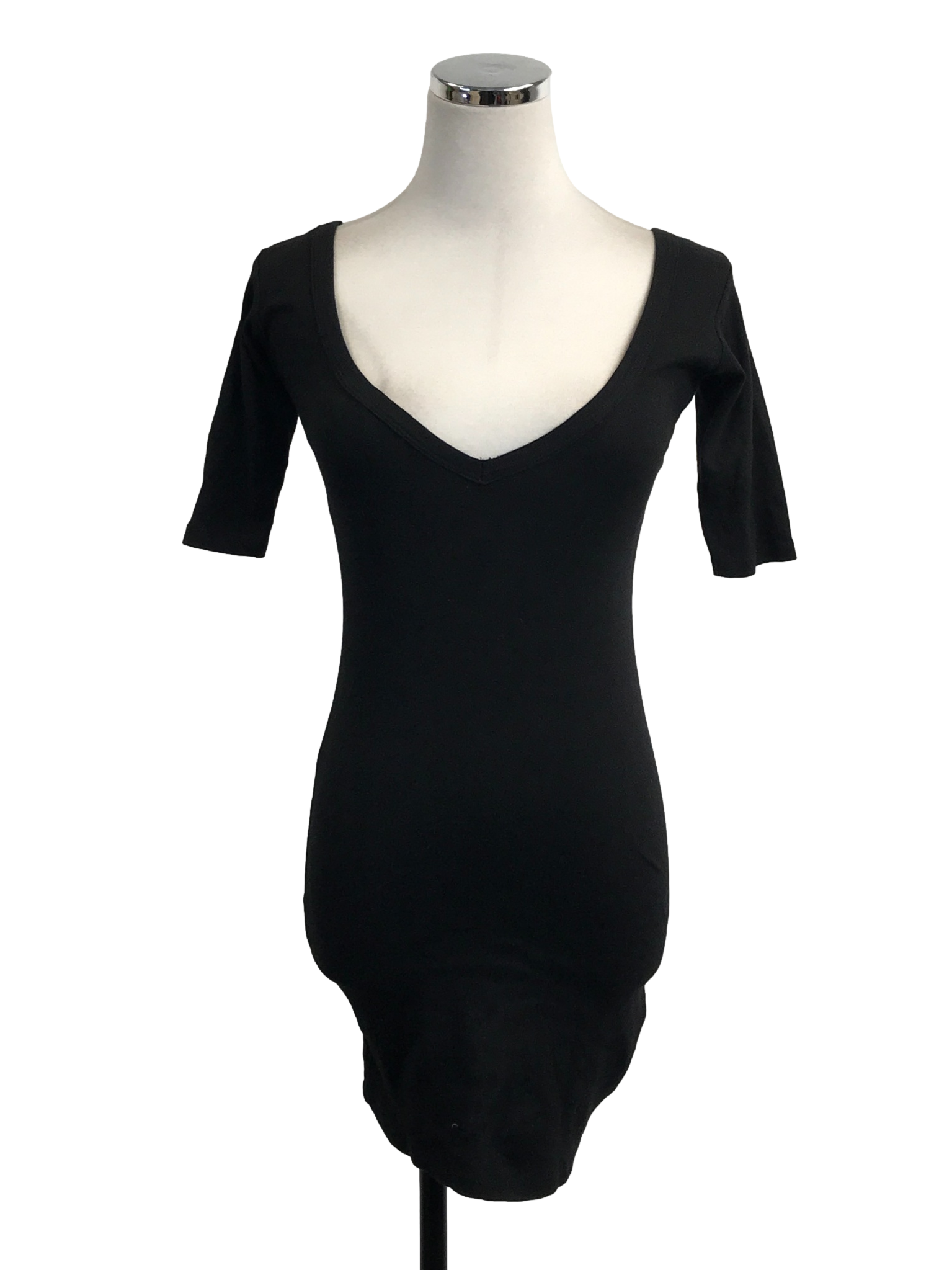 Midnight Black V-Neck Bodycon Dress