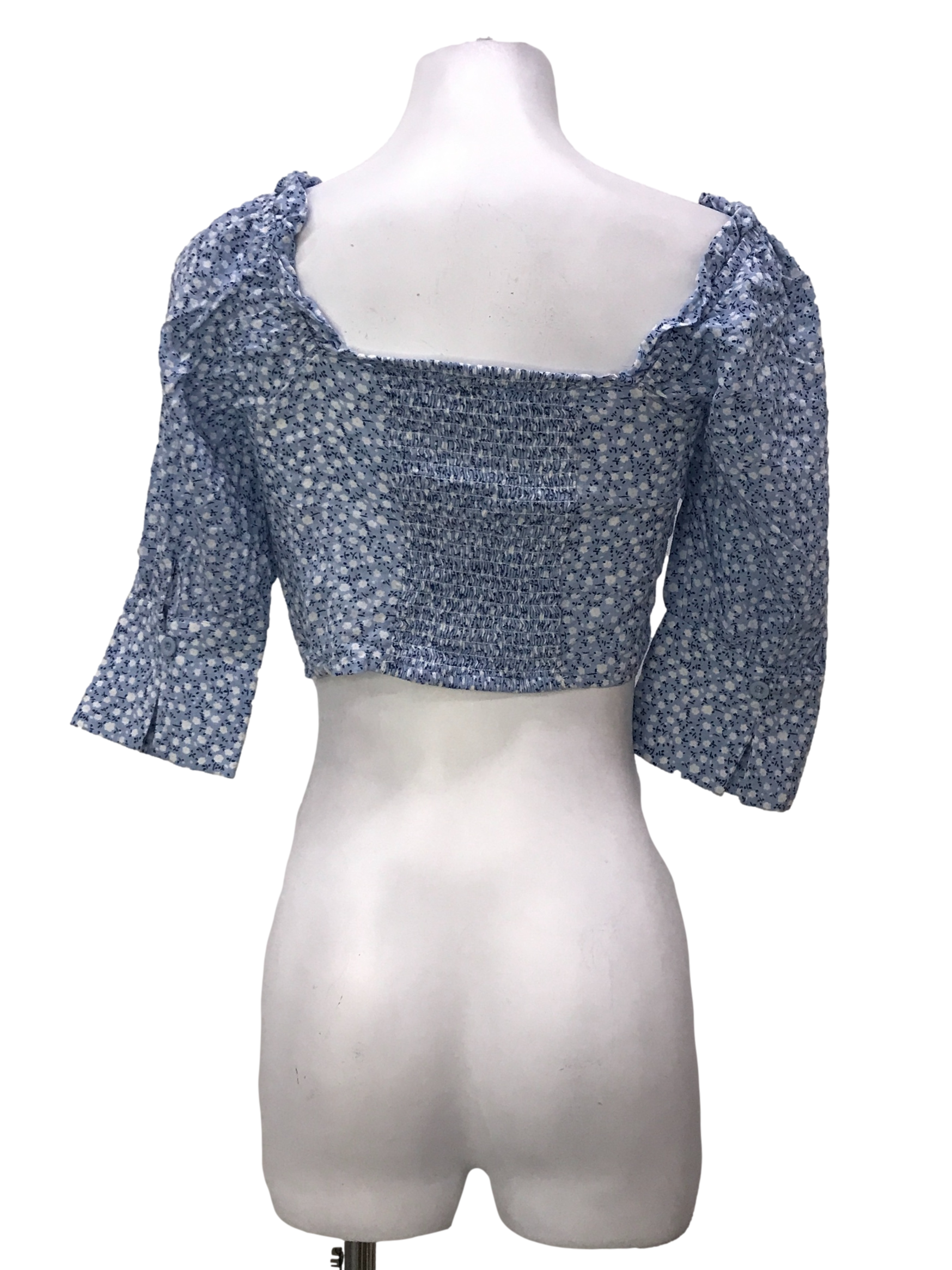 Blue Ditsy Crop Top