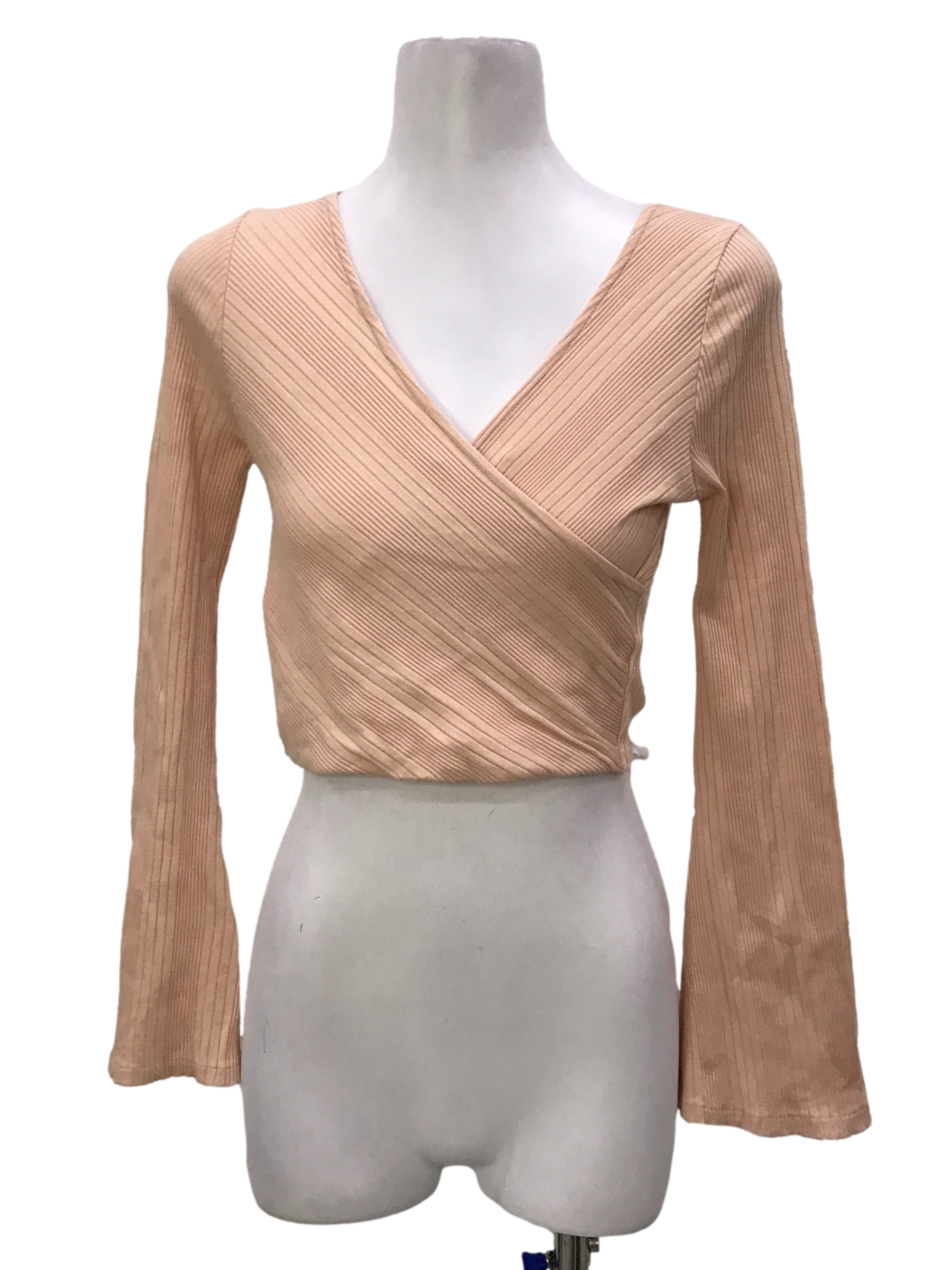 Peach Surplice Ribbed Top