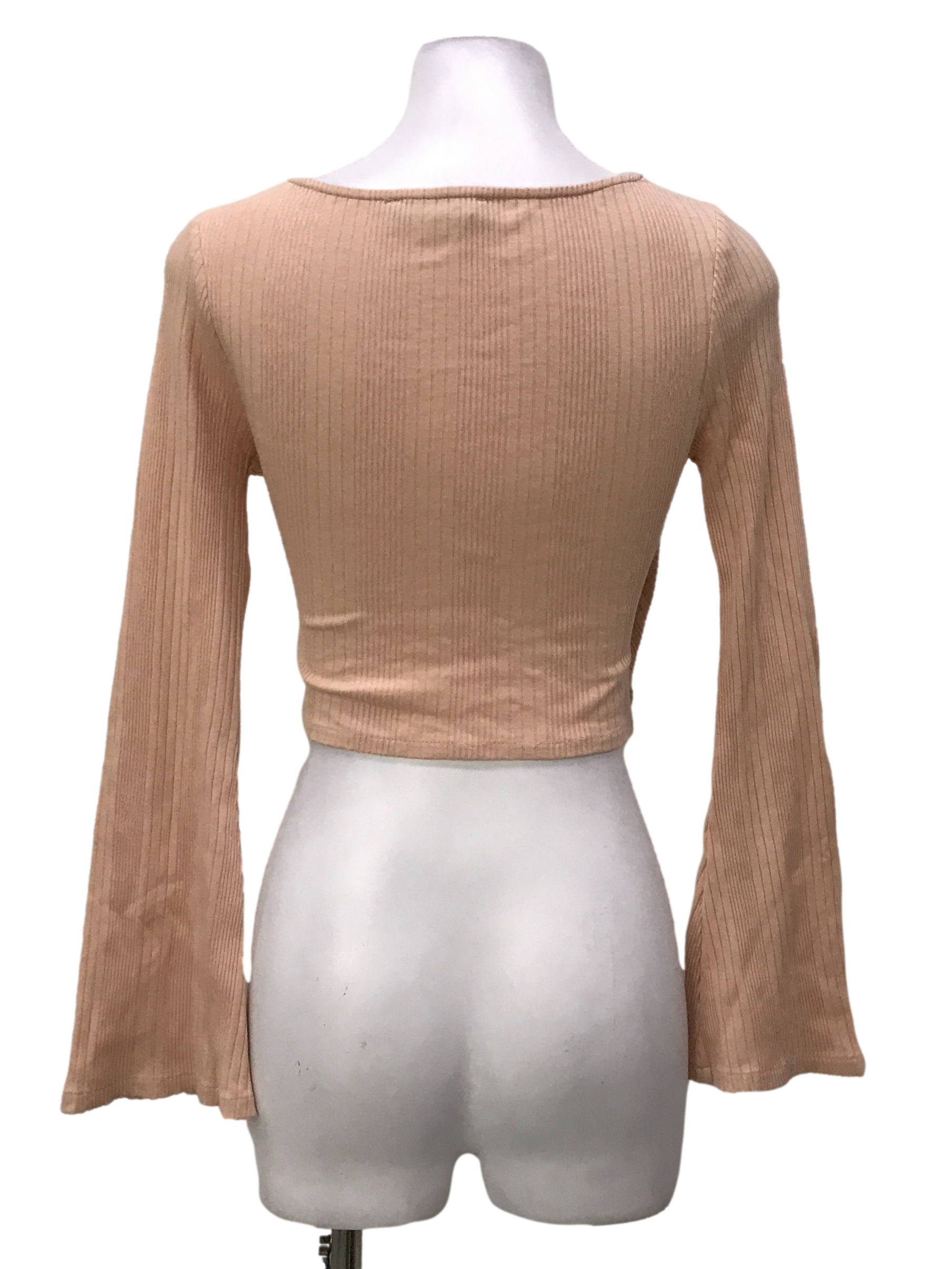 Peach Surplice Ribbed Top