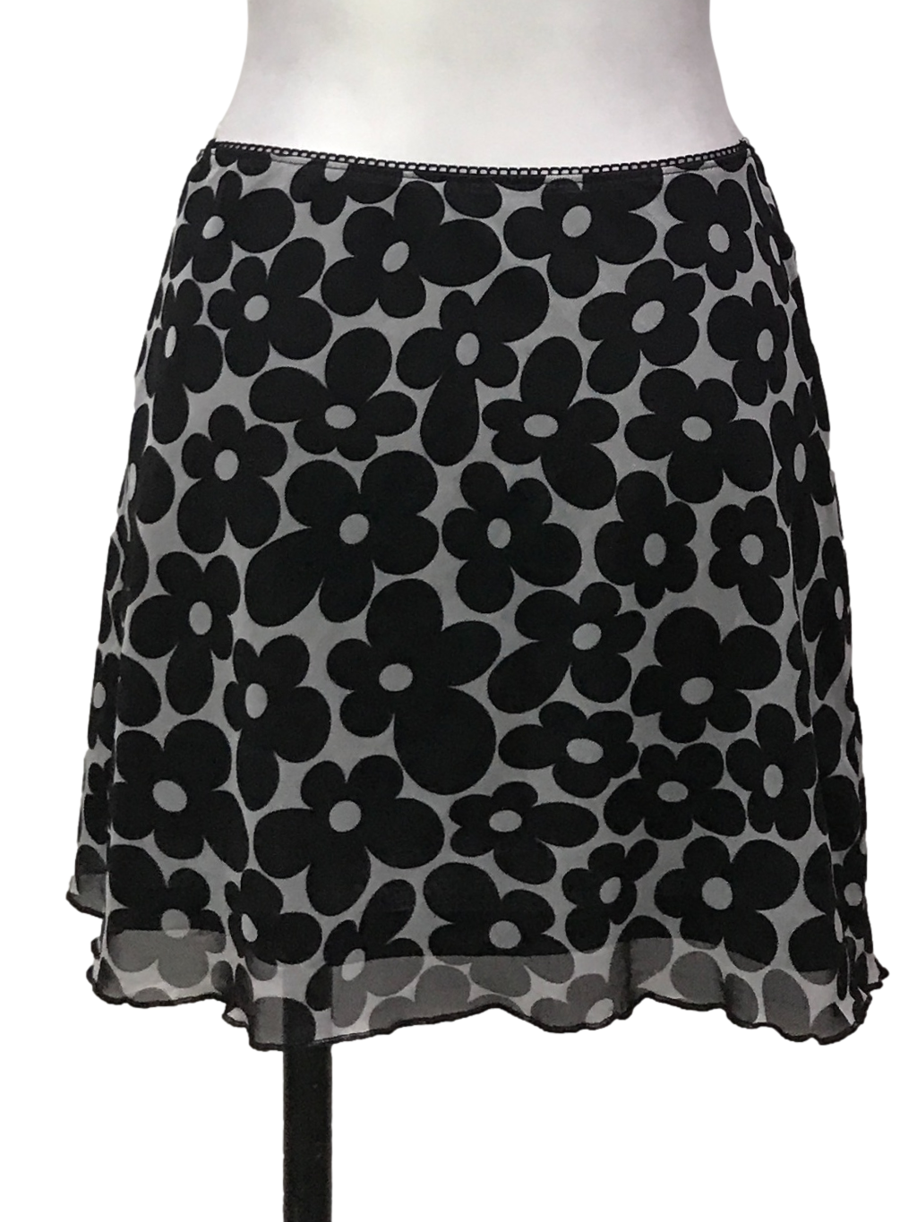 Black Flower Mesh Skirt