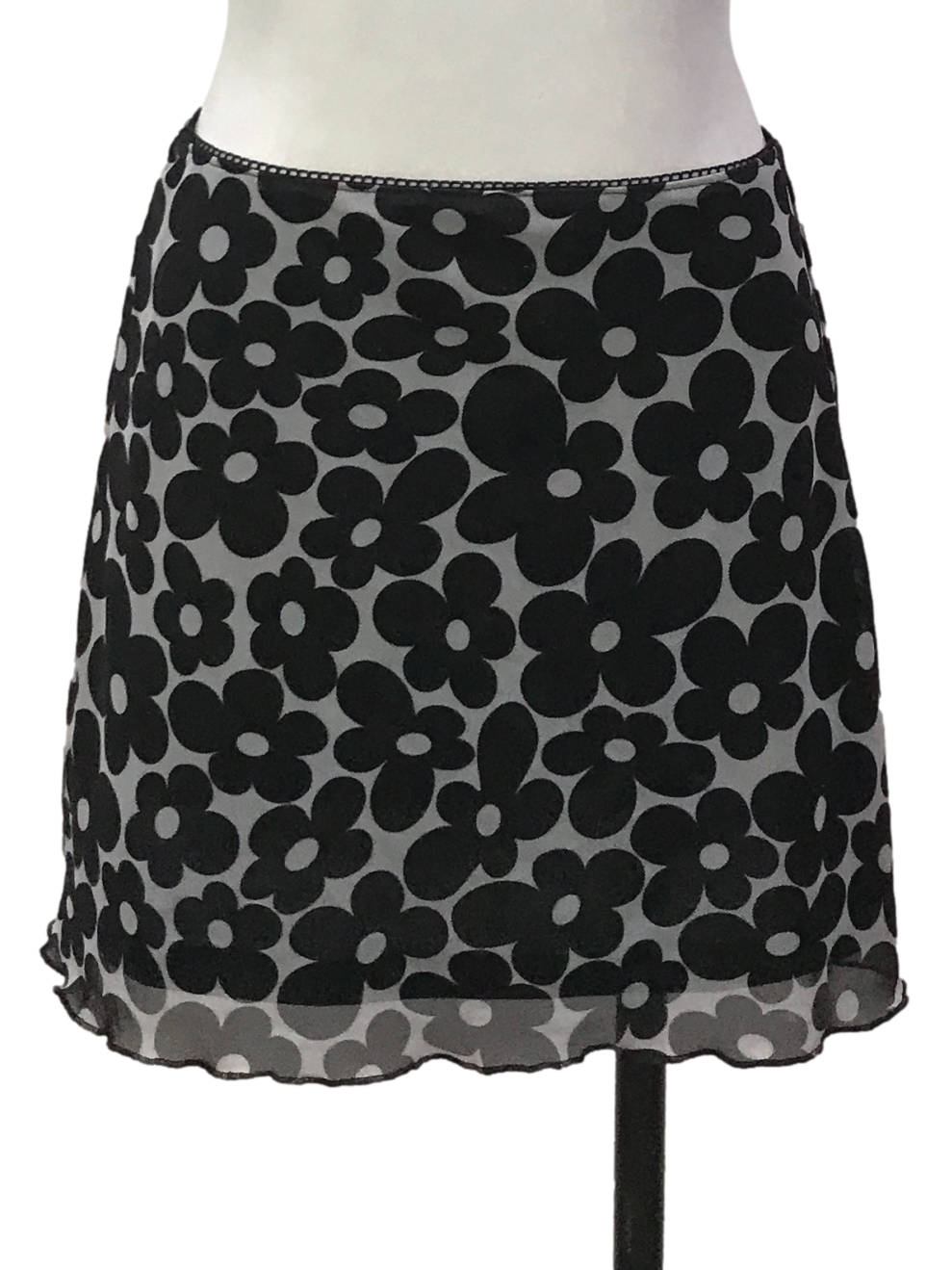 Black Flower Mesh Skirt