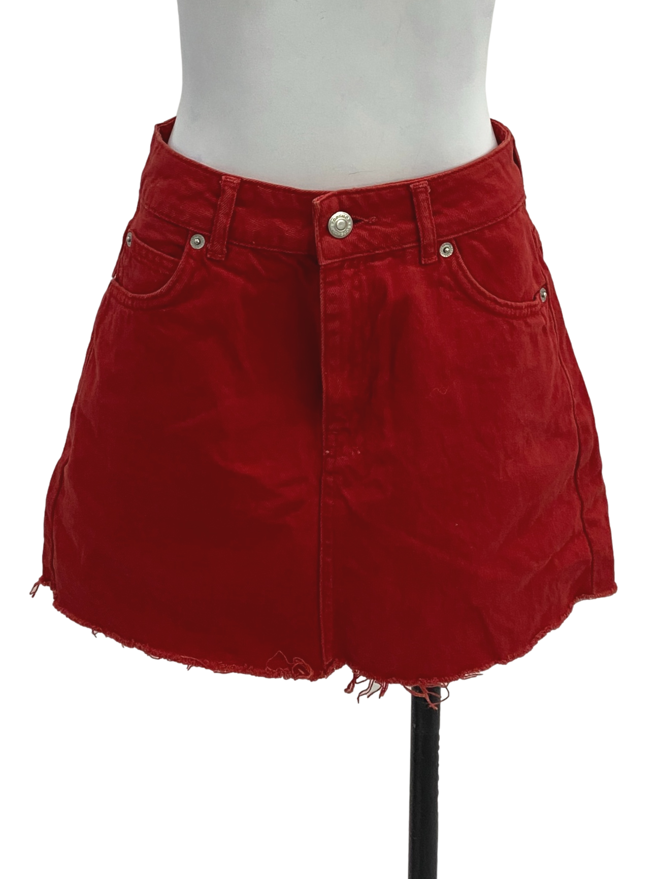 Red Denim Mini Skirt