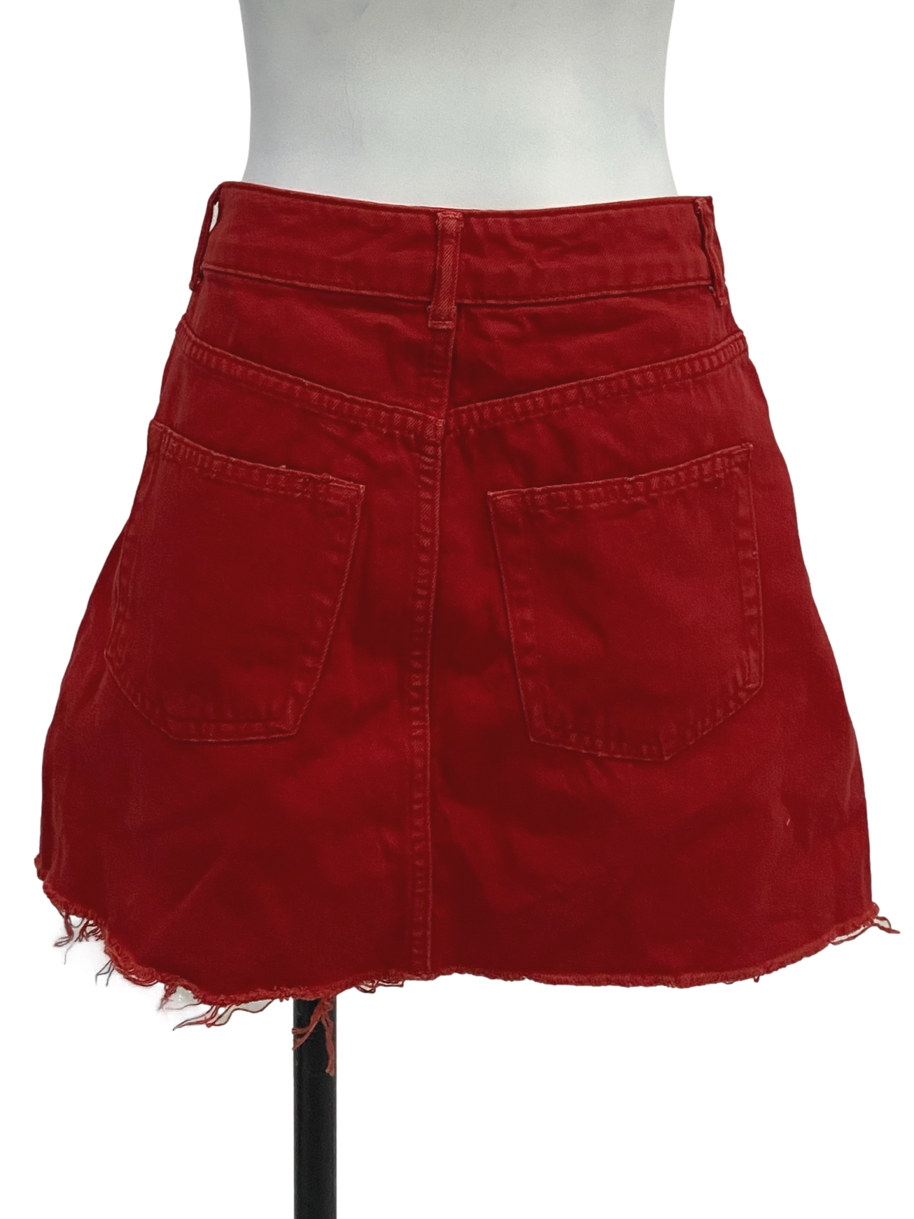 Red Denim Mini Skirt