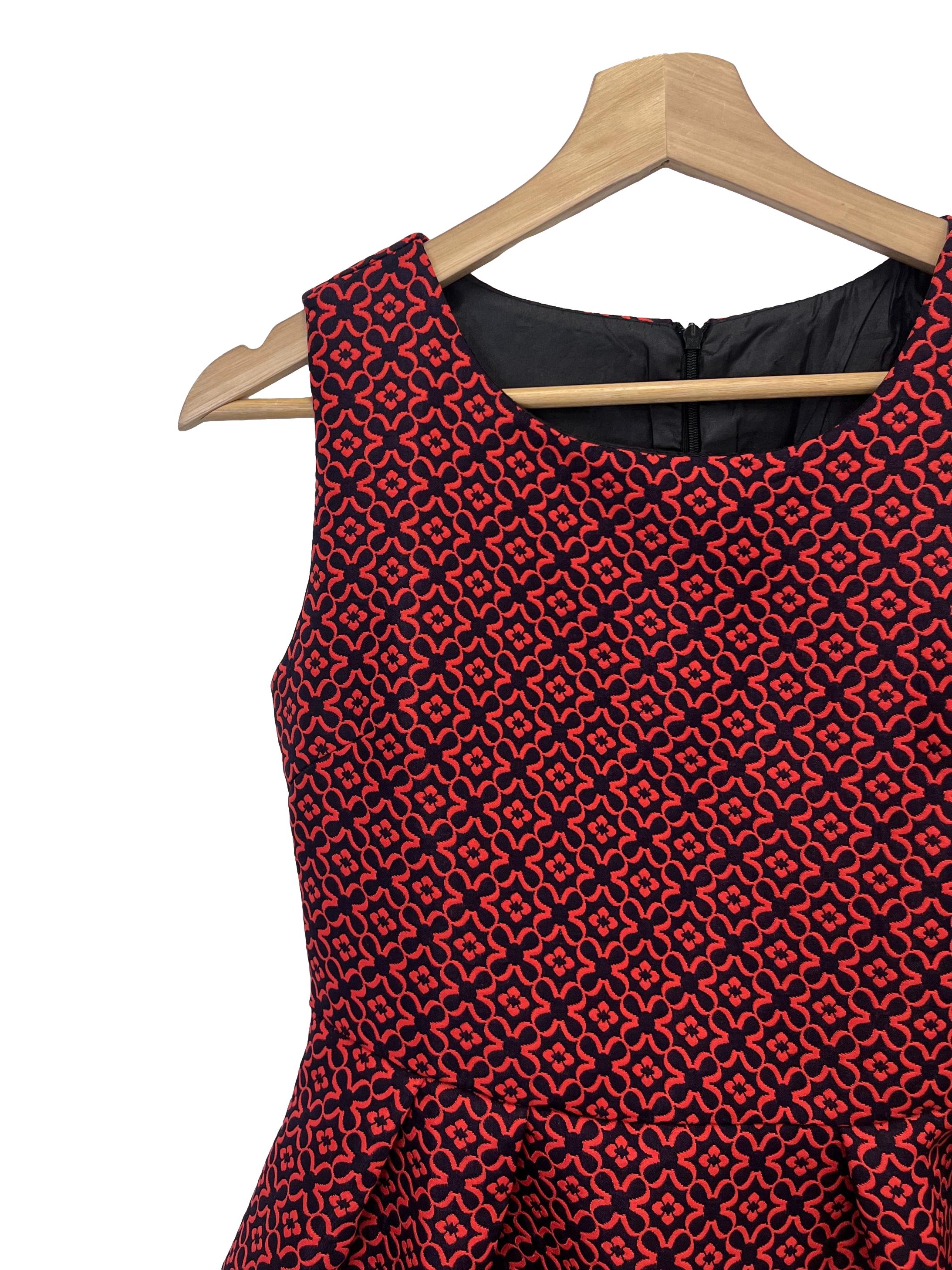 Candy Red Abstract Sleeveless Dress